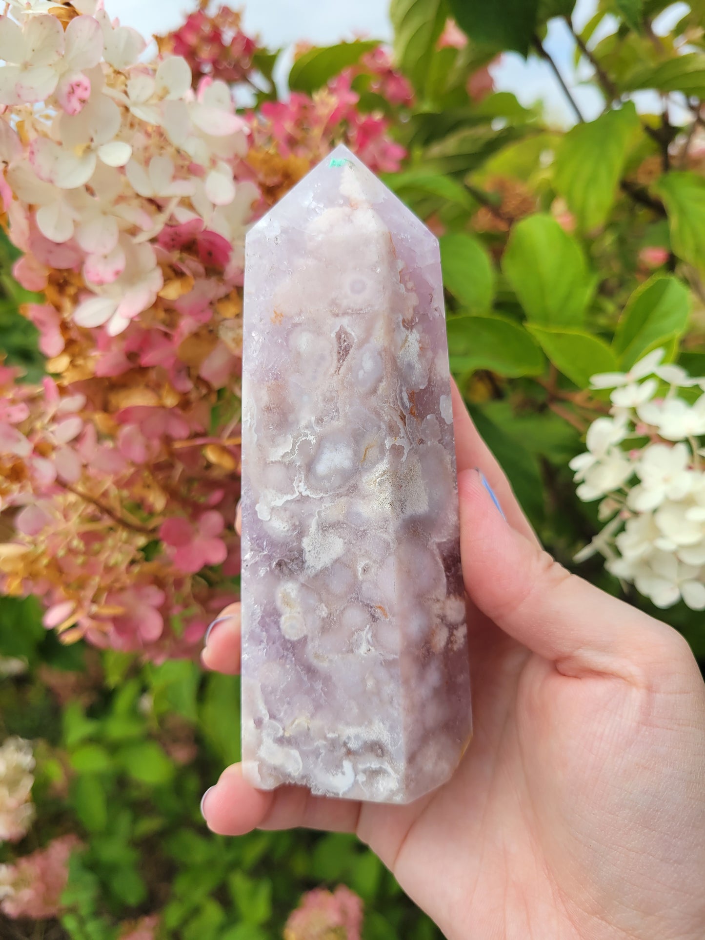 Pink Amethyst Flower Agate Tower 130PK