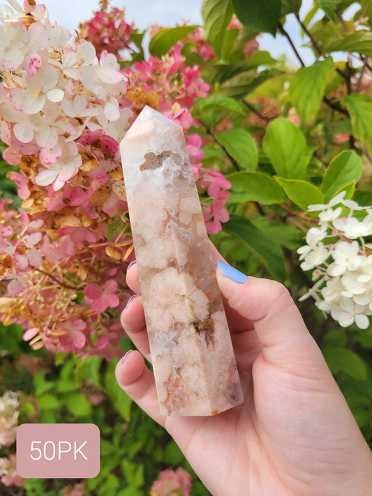 Pink Amethyst Flower Agate Tower 50PL