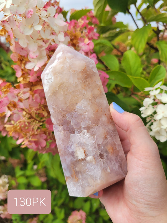 Pink Amethyst Flower Agate Tower 130PK