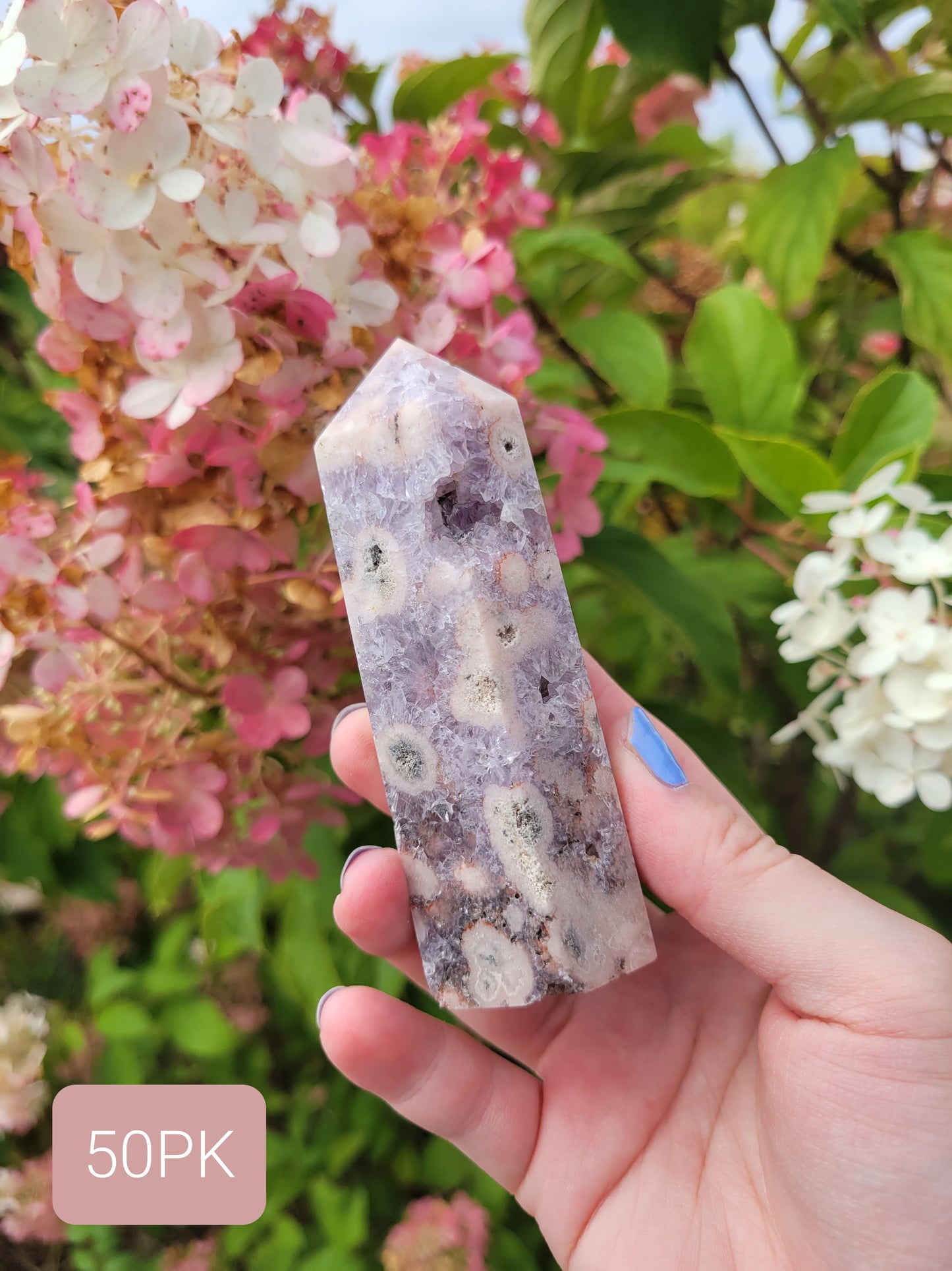 Amethyst Flower Agate Point 50PK