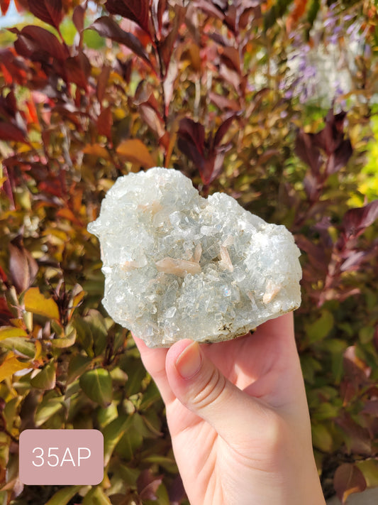 Apophyllite with Peach Stillbite Specimen Cluster 35AP