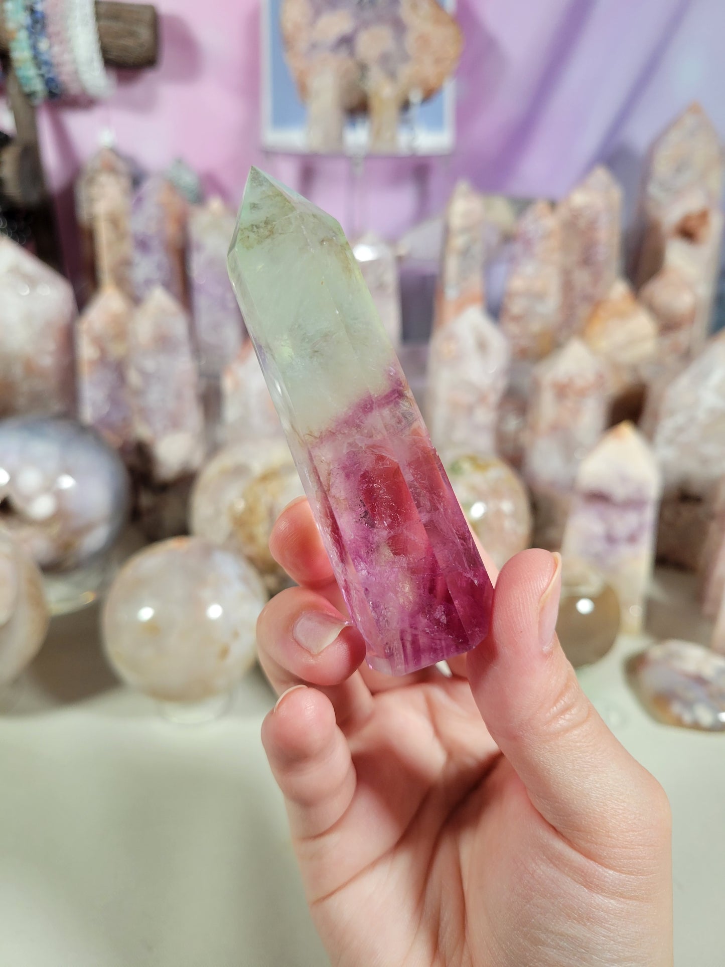 Watermelon Fluorite Point 21FL