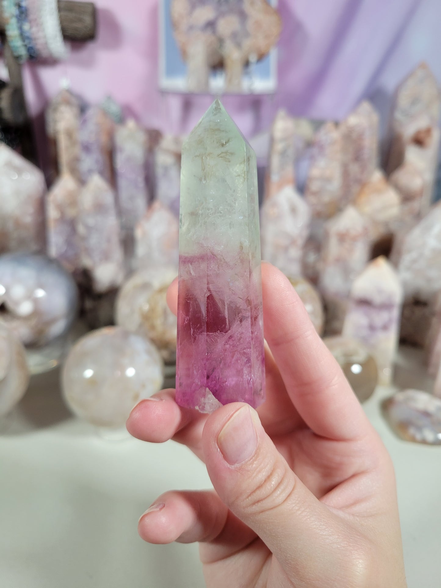 Watermelon Fluorite Point 21FL