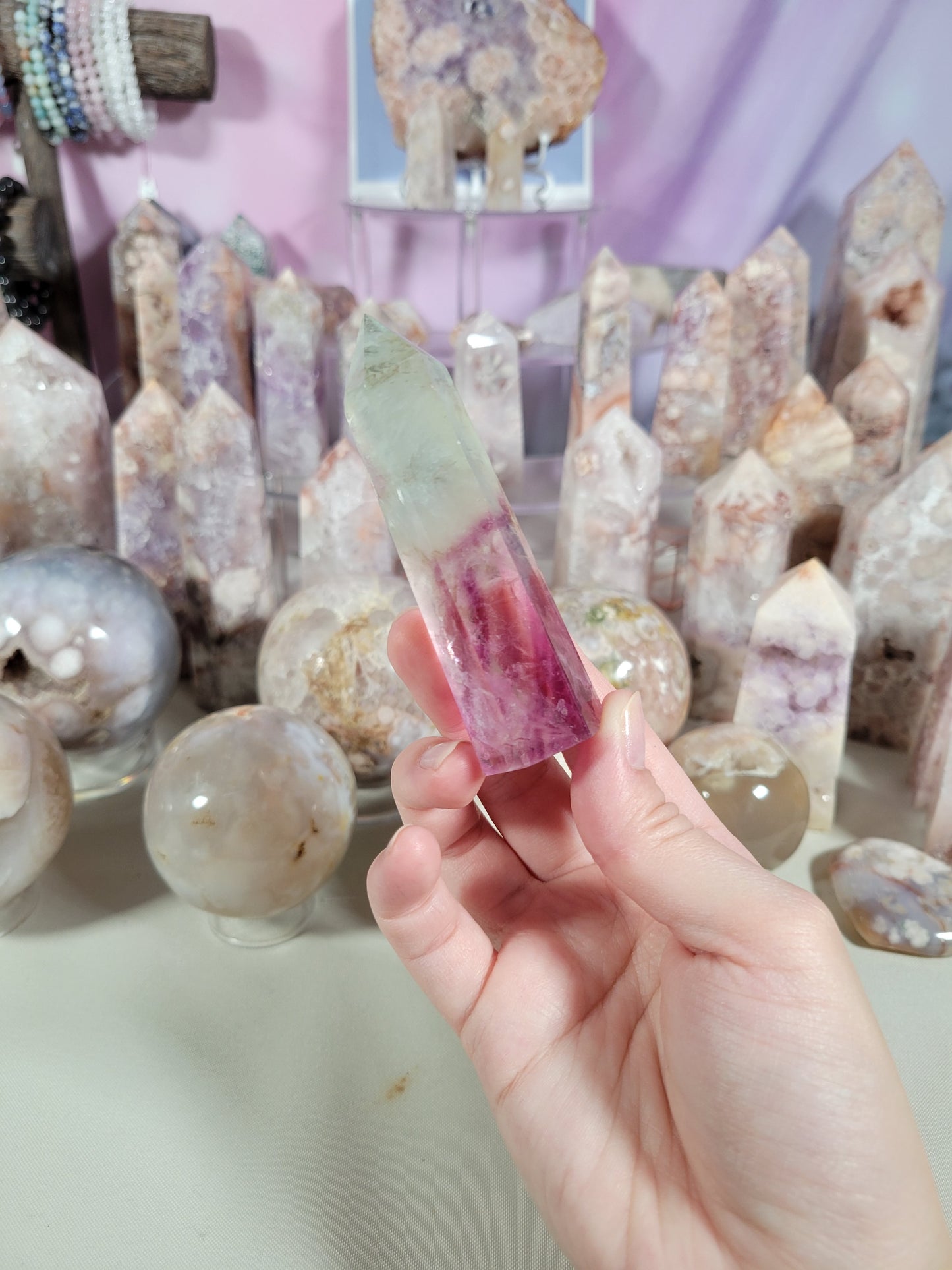 Watermelon Fluorite Point 21FL