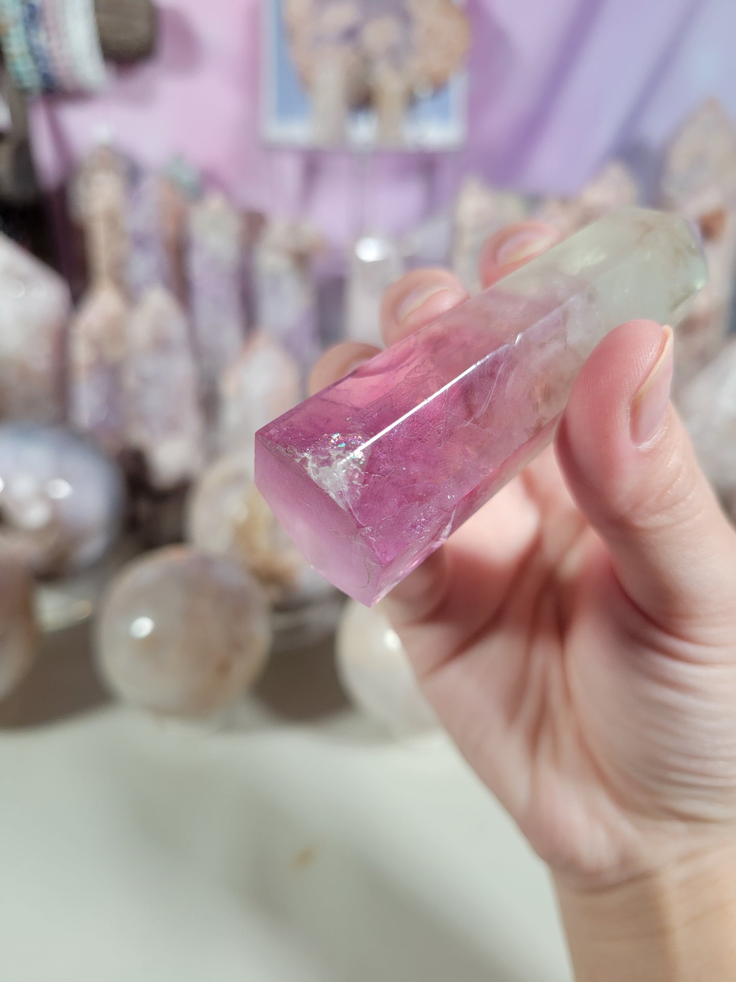 Watermelon Fluorite Point 21FL