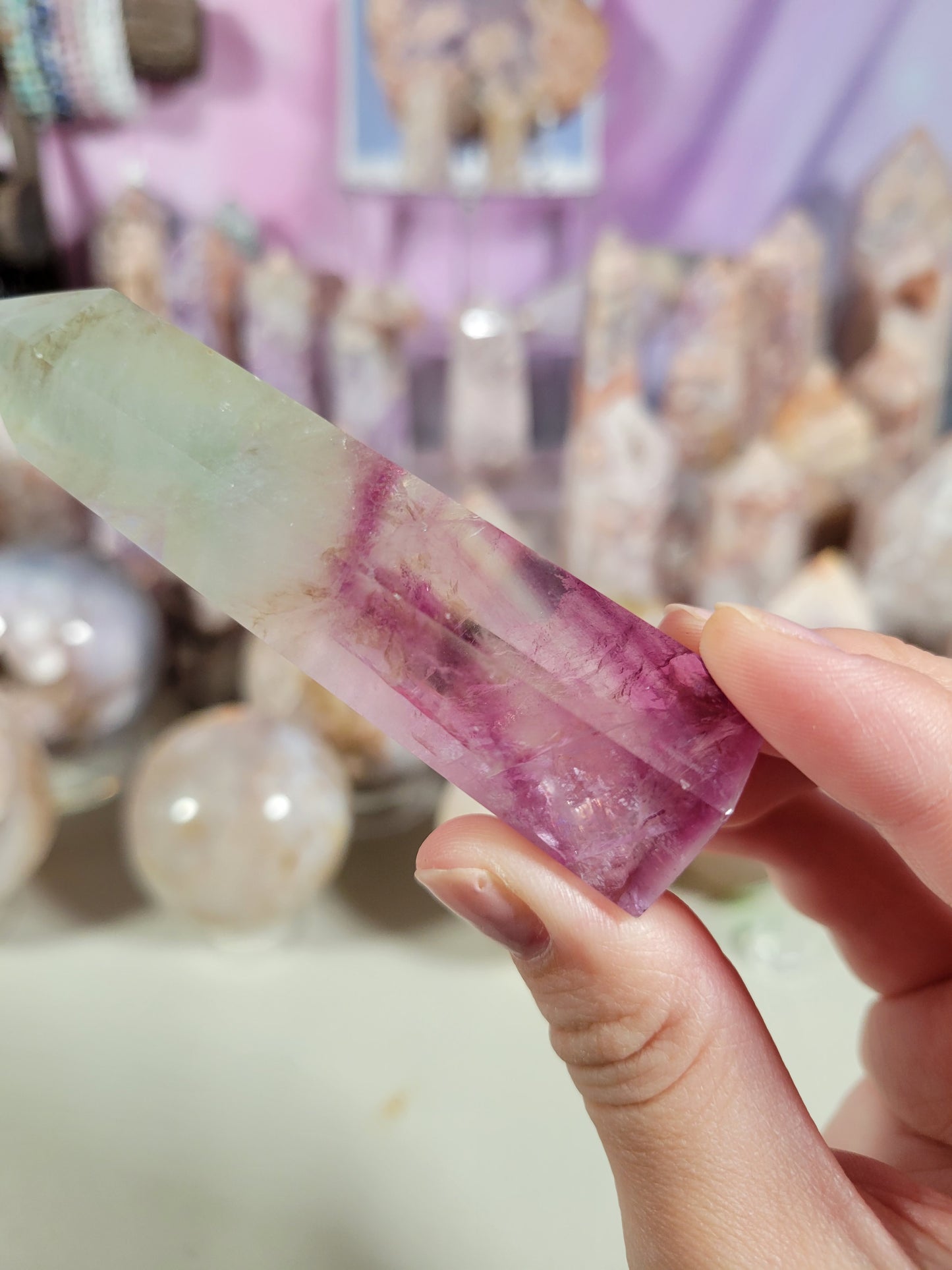 Watermelon Fluorite Point 21FL