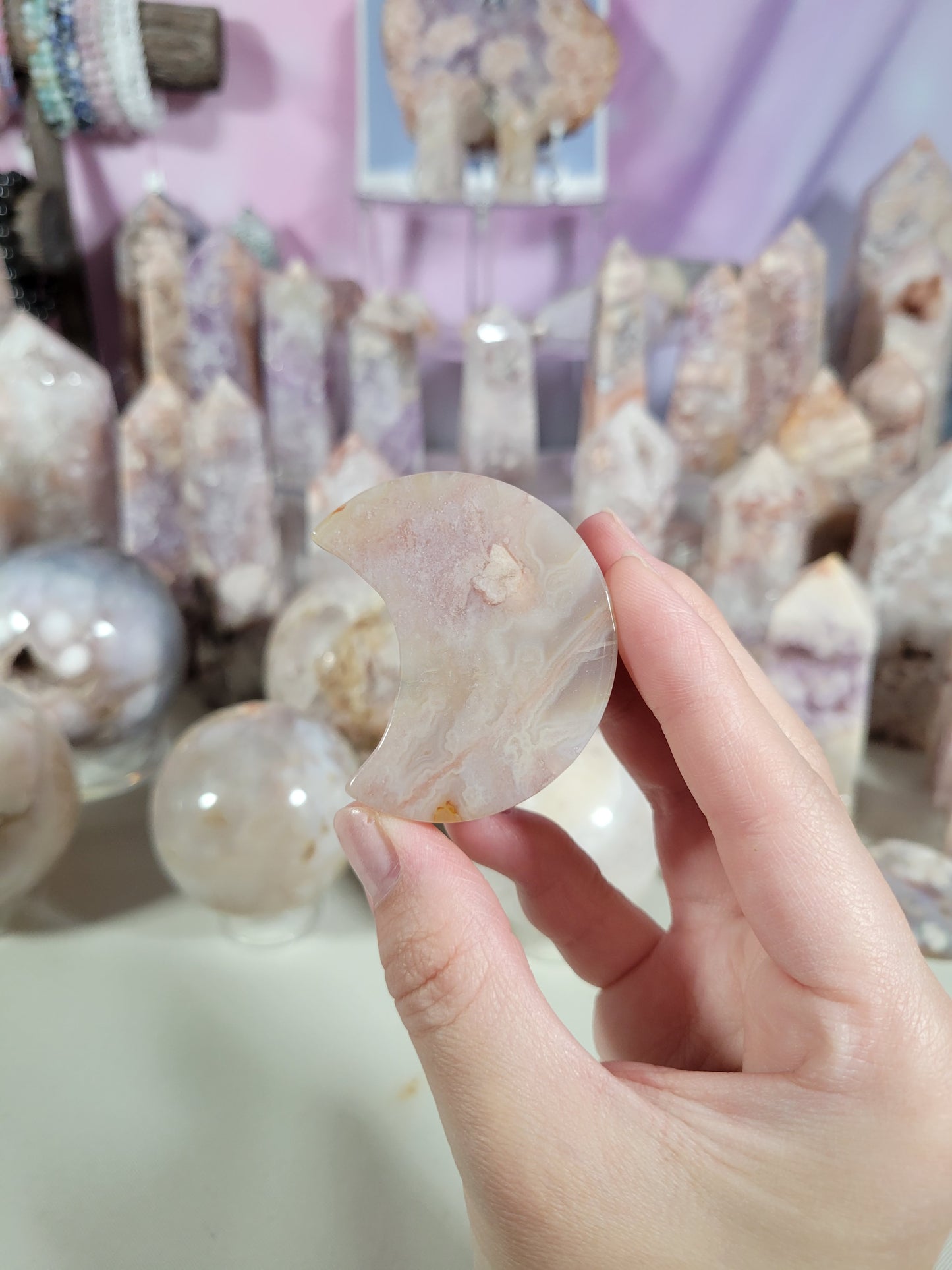 Flower Agate Moon Disk 15FM