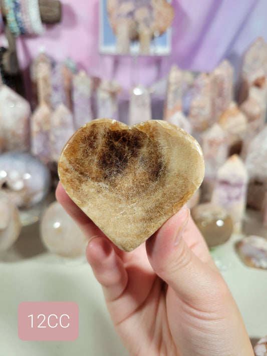 Small Chocolate Calcite Heart Dish Bowl 12CC