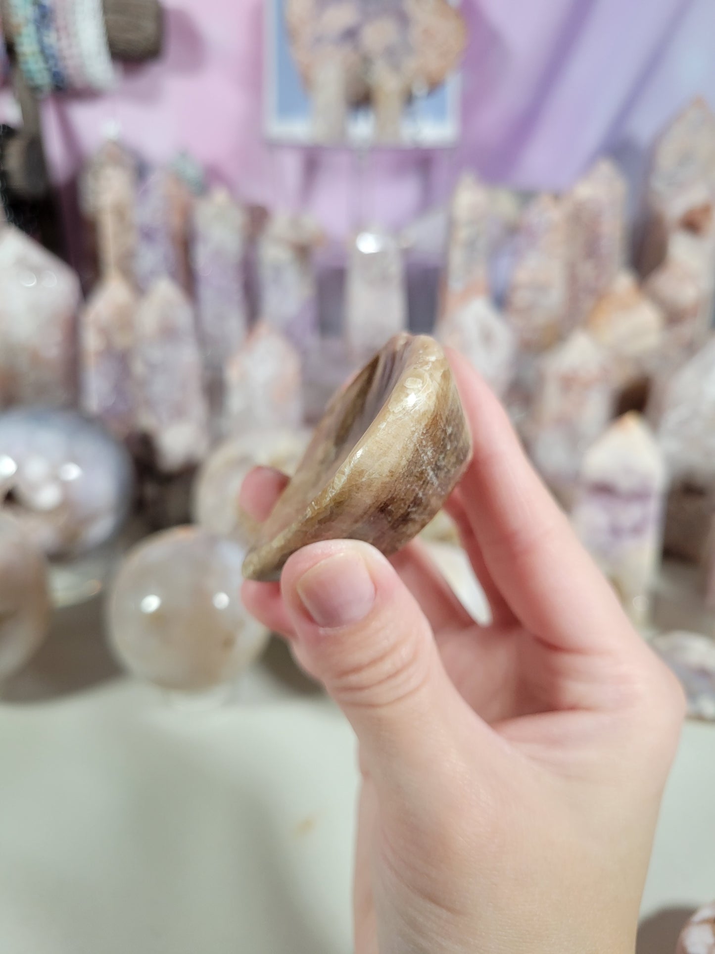 Small Chocolate Calcite Heart Dish Bowl 12CC