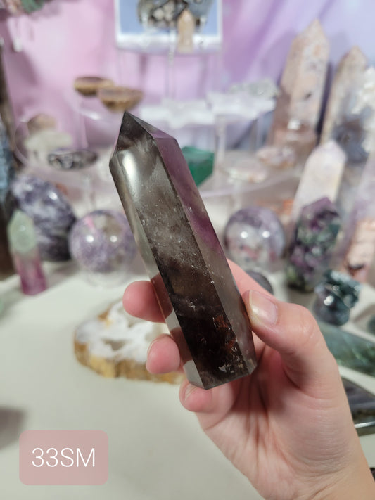 Smoky Quartz Point with Garden Inclusions 33SM