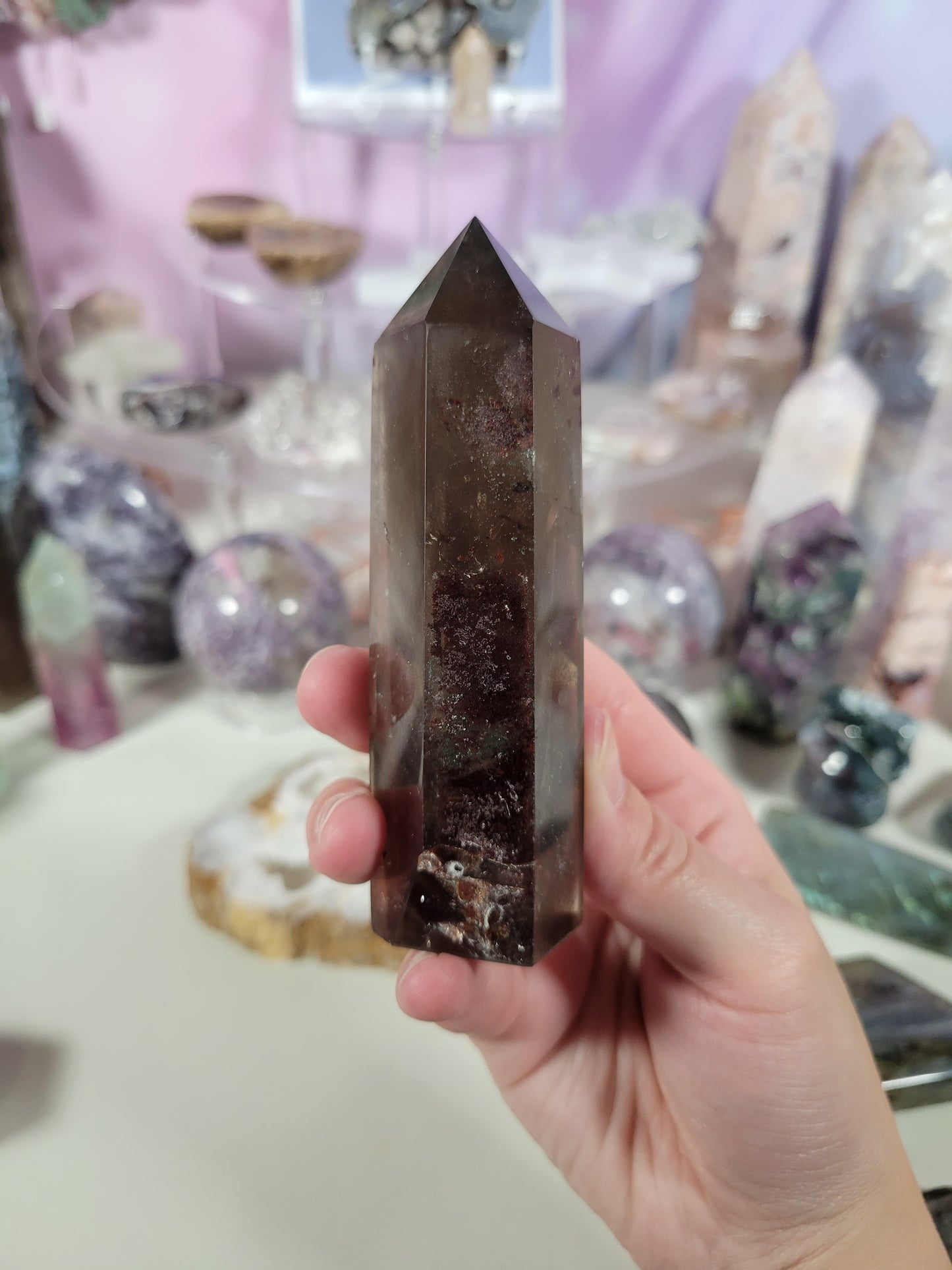 Smoky Quartz Point with Garden Inclusions 33SM