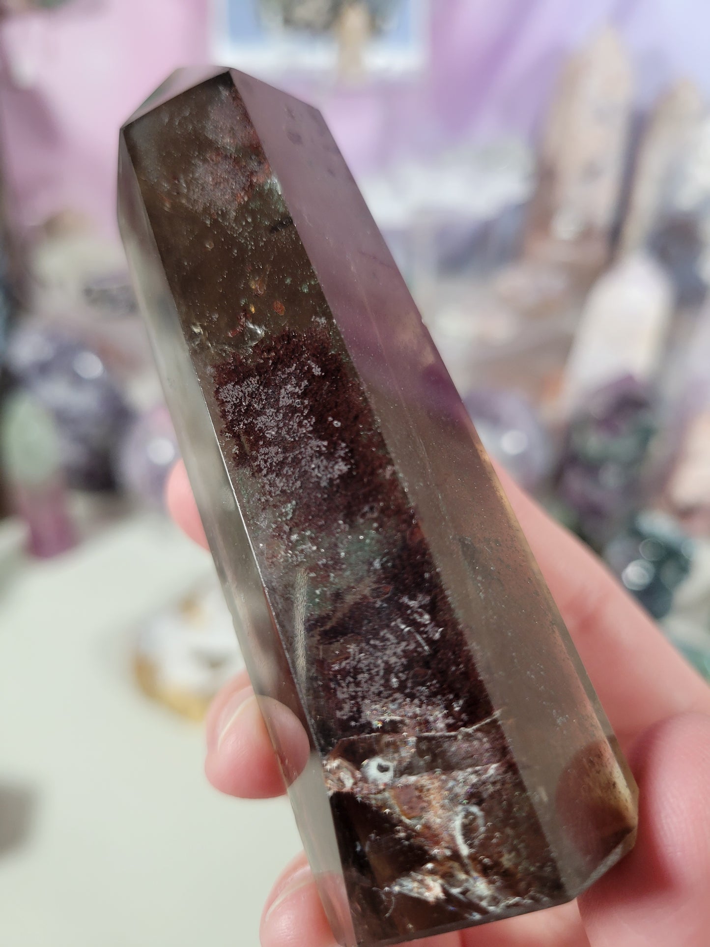 Smoky Quartz Point with Garden Inclusions 33SM