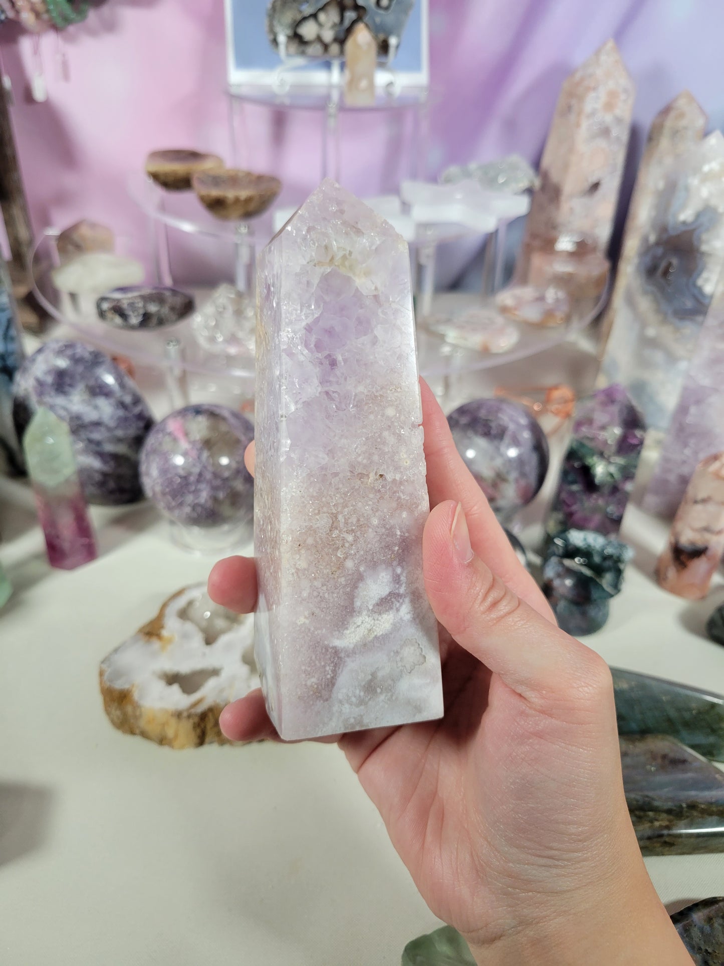 Sparkly Light Pink Amethyst Tower 84PF