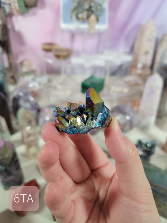 Mini Titanium Aura Quartz Cluster 6TA