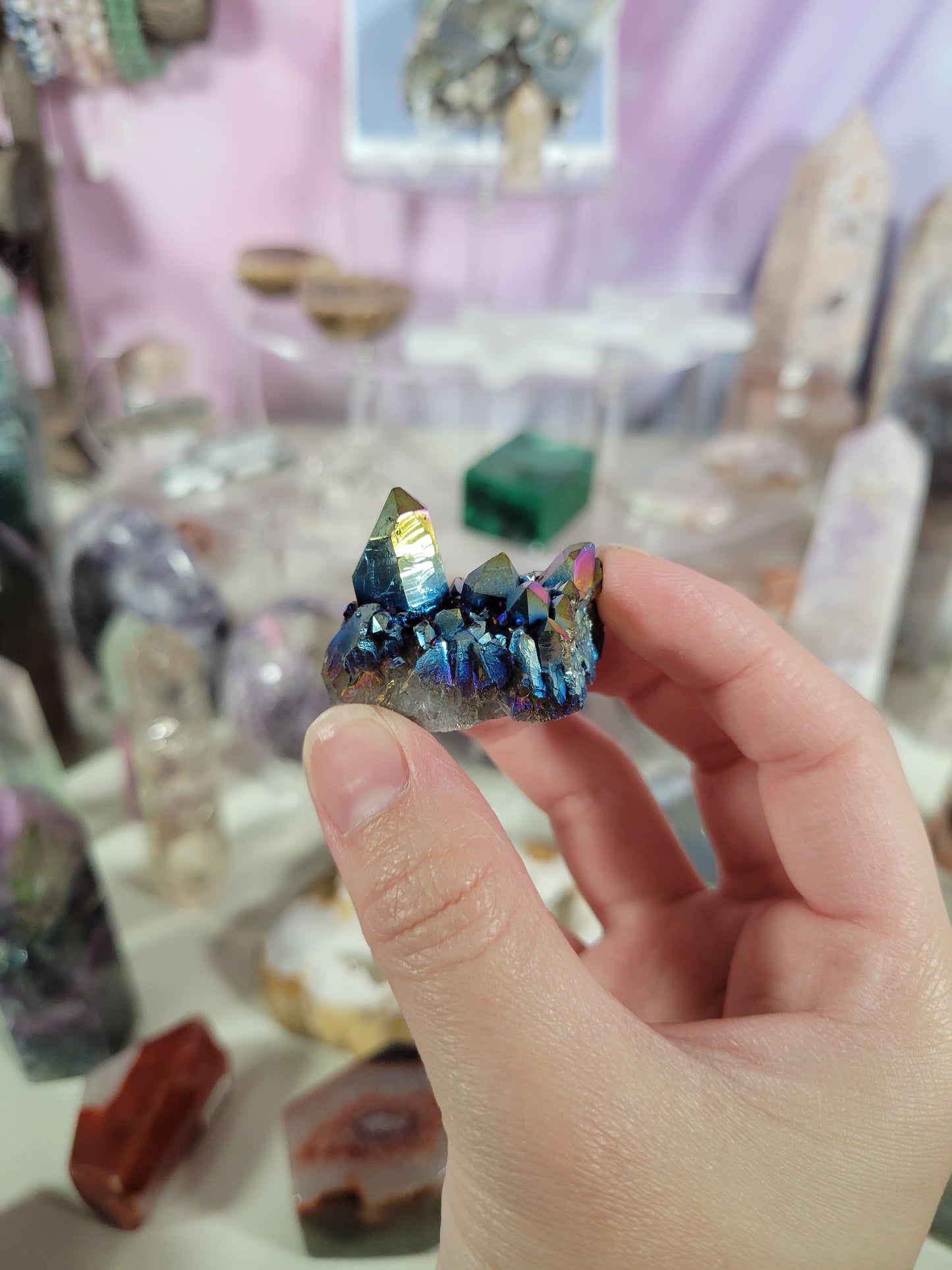 Mini Titanium Aura Quartz Cluster 6TA