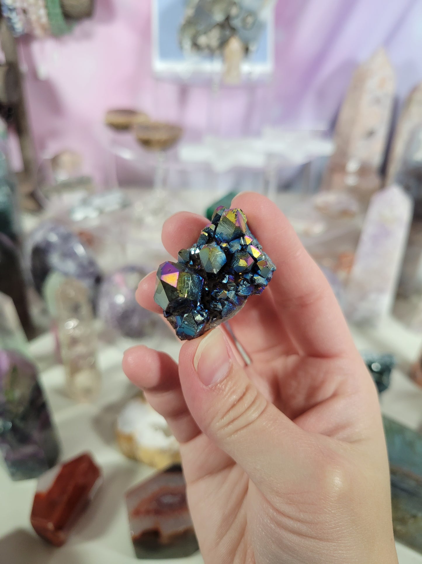 Mini Titanium Aura Quartz Cluster 6TA