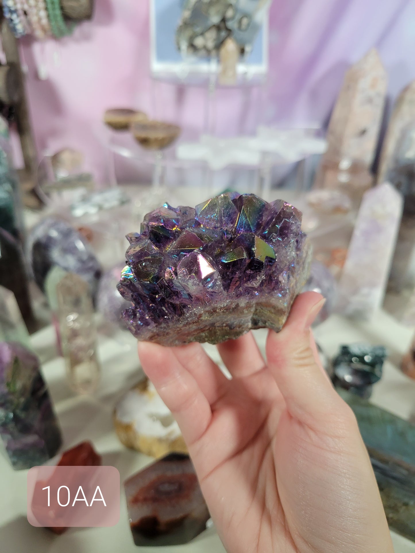 Raw Aura Amethyst Cluster 10AA