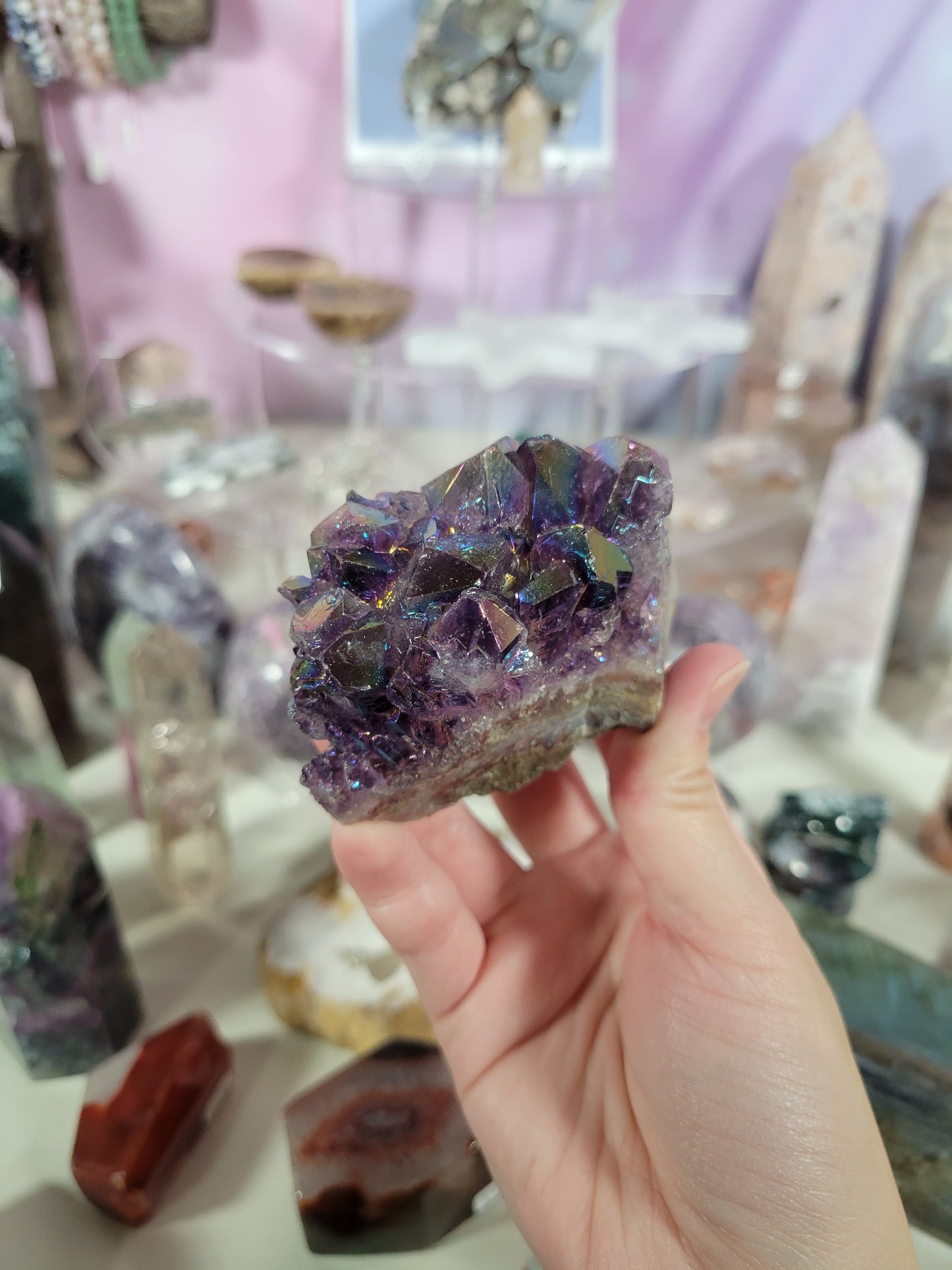 Raw Aura Amethyst Cluster 10AA