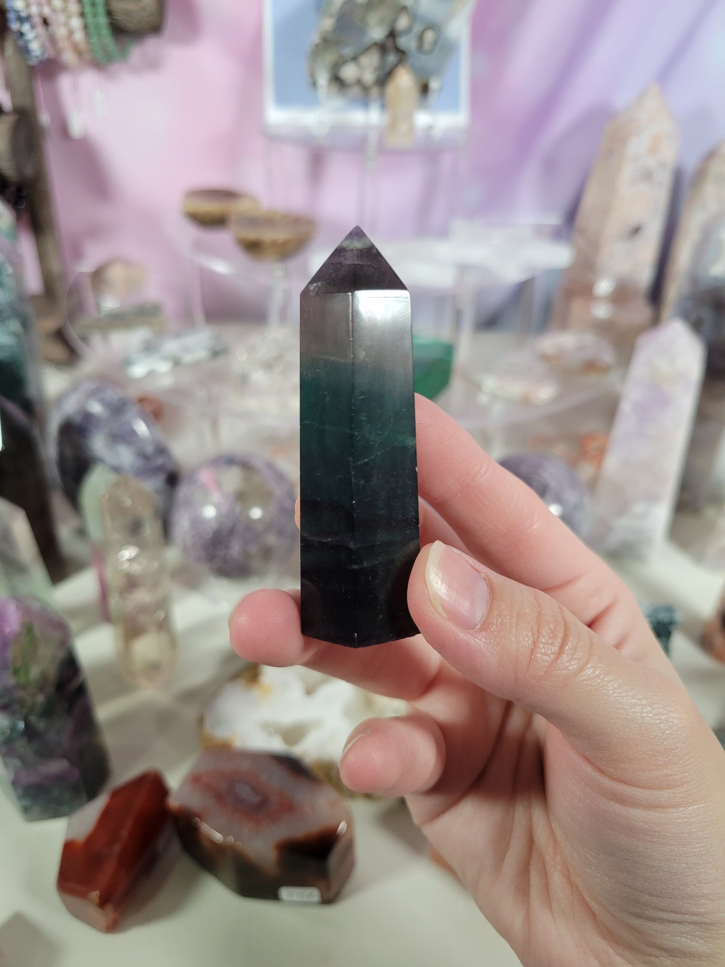 Small Dark Fluorite Point 7FL