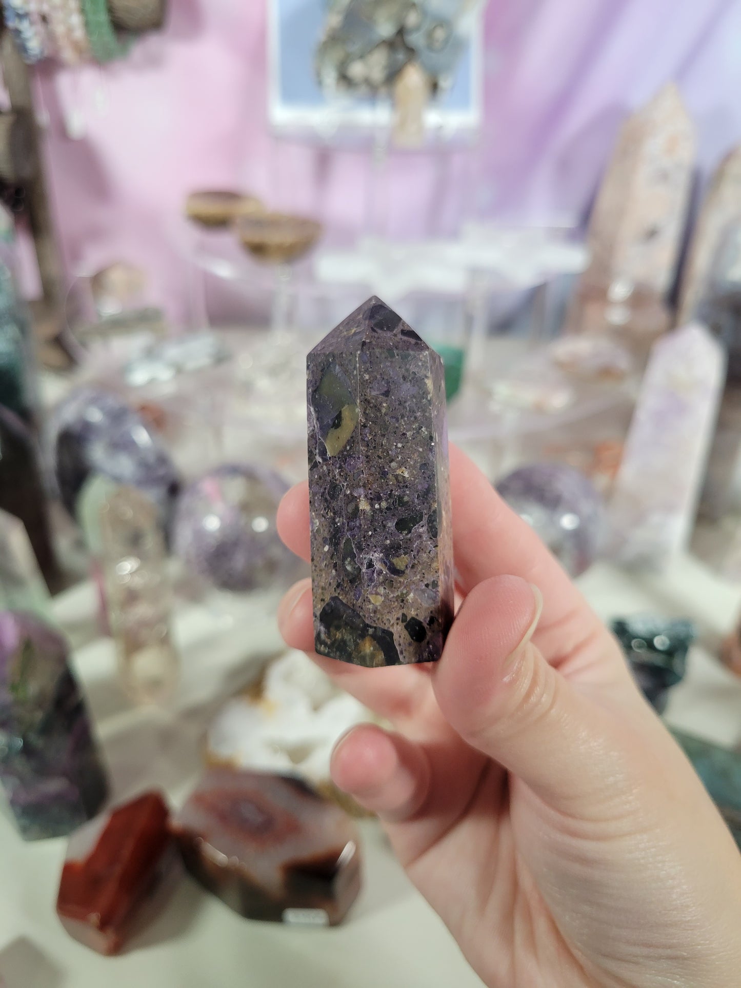 Small Brecciated Fluorite Root Point 7BF