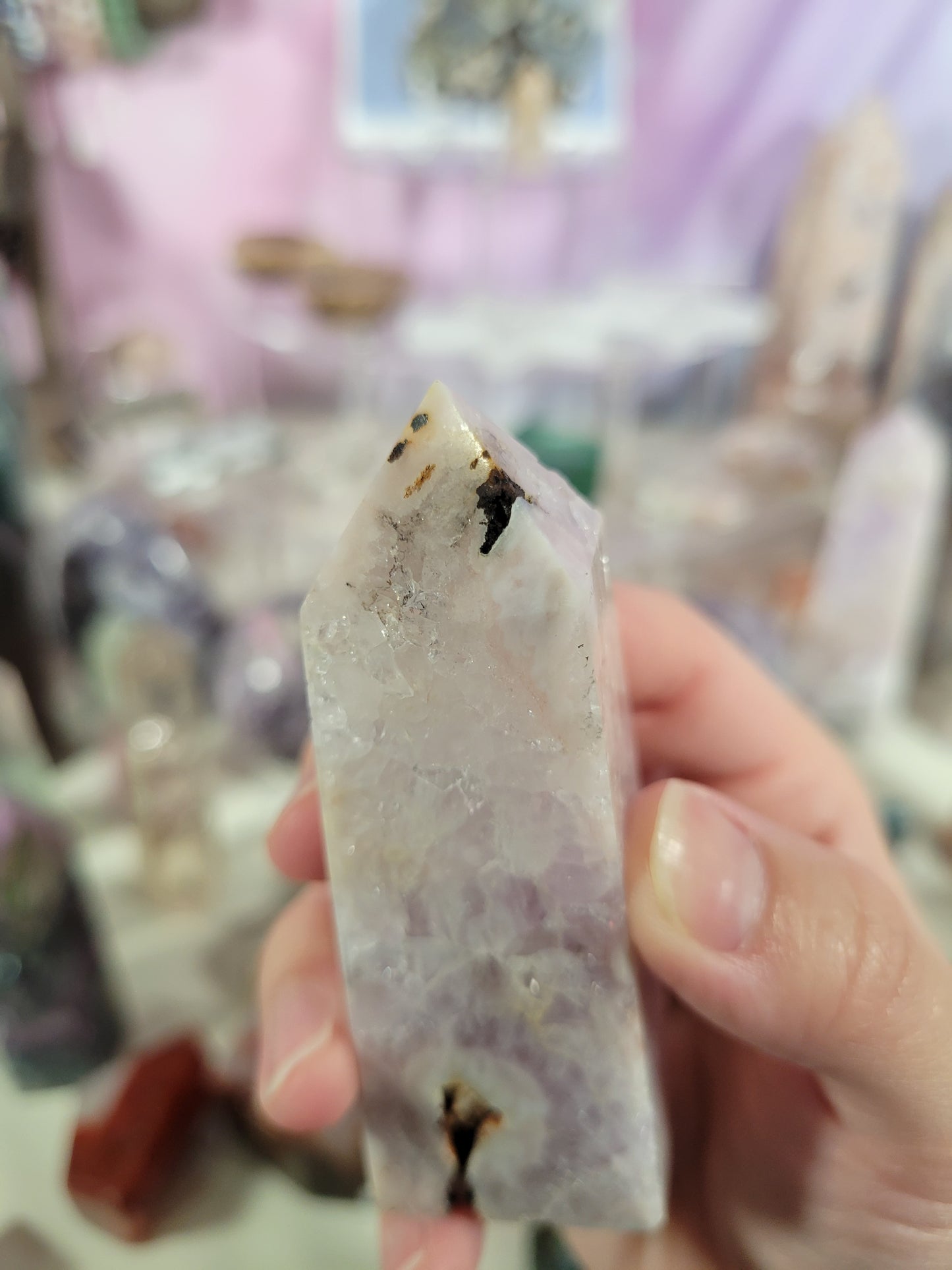 Amethyst Flower Agate Point Tower 40PP