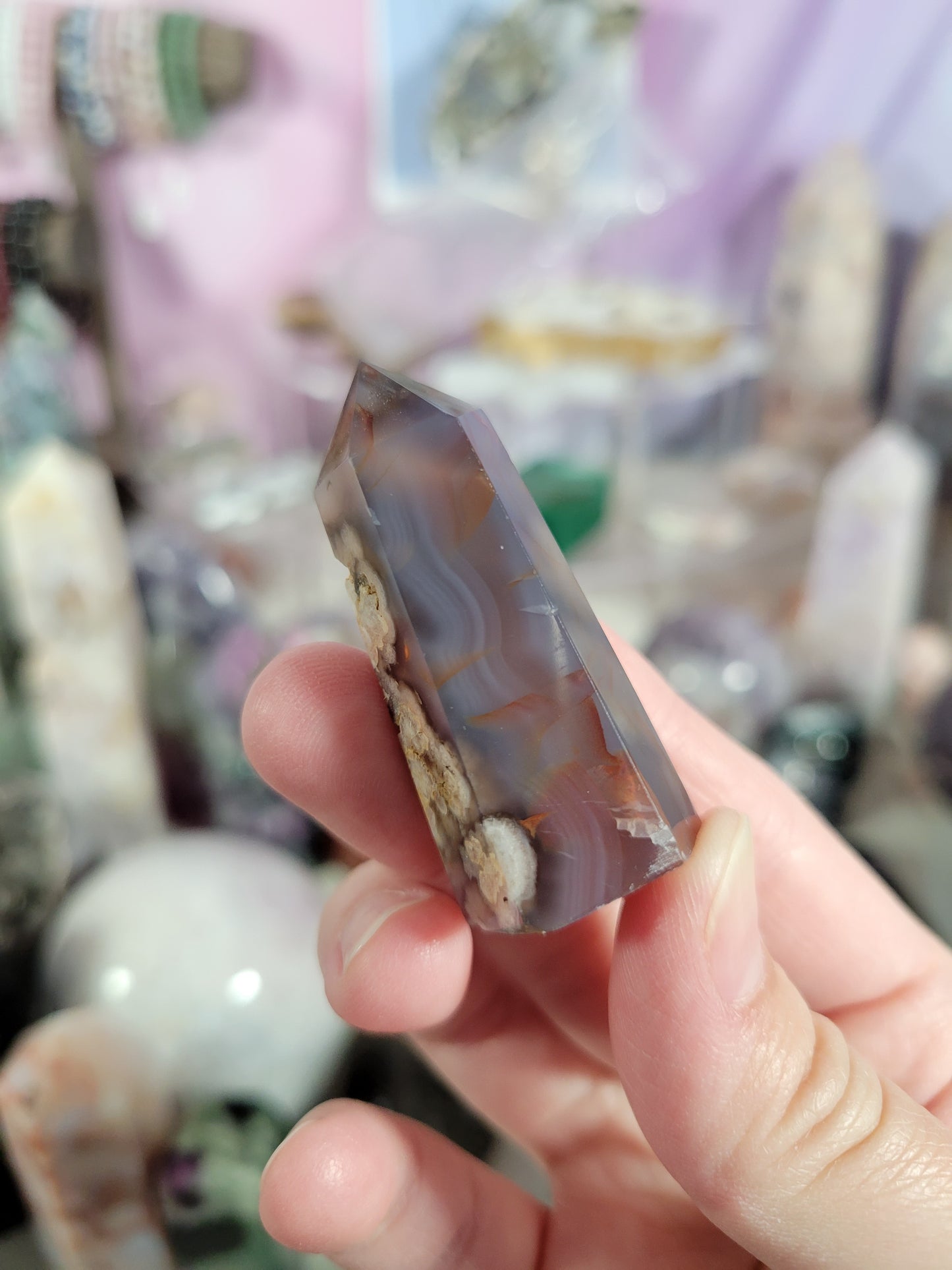 Small Black Flower Agate Point 12BA