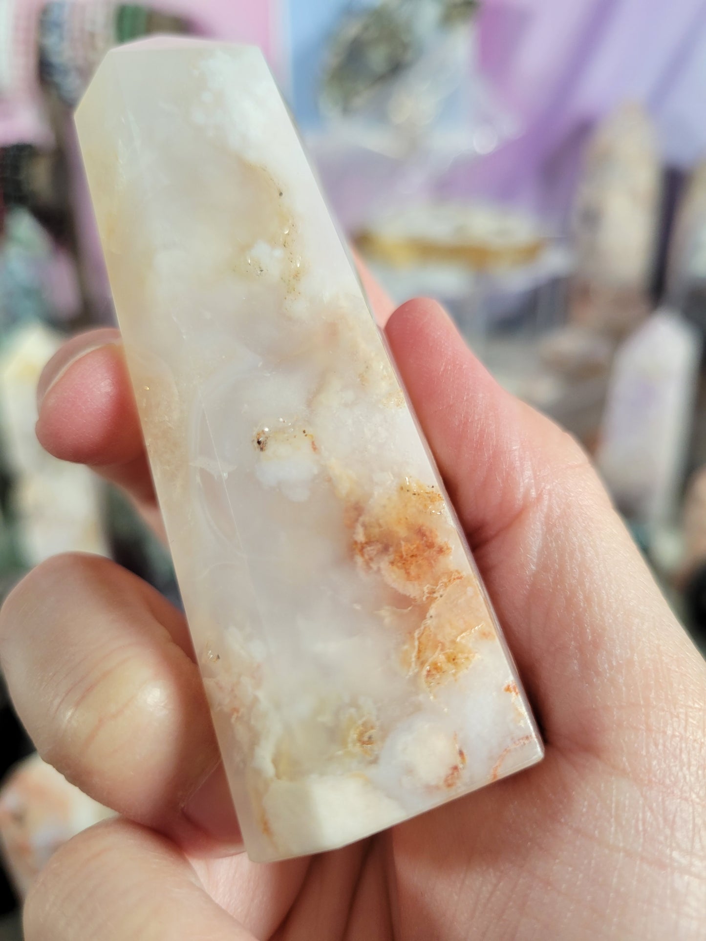 White Carnelian Flower Agate Point 15CR