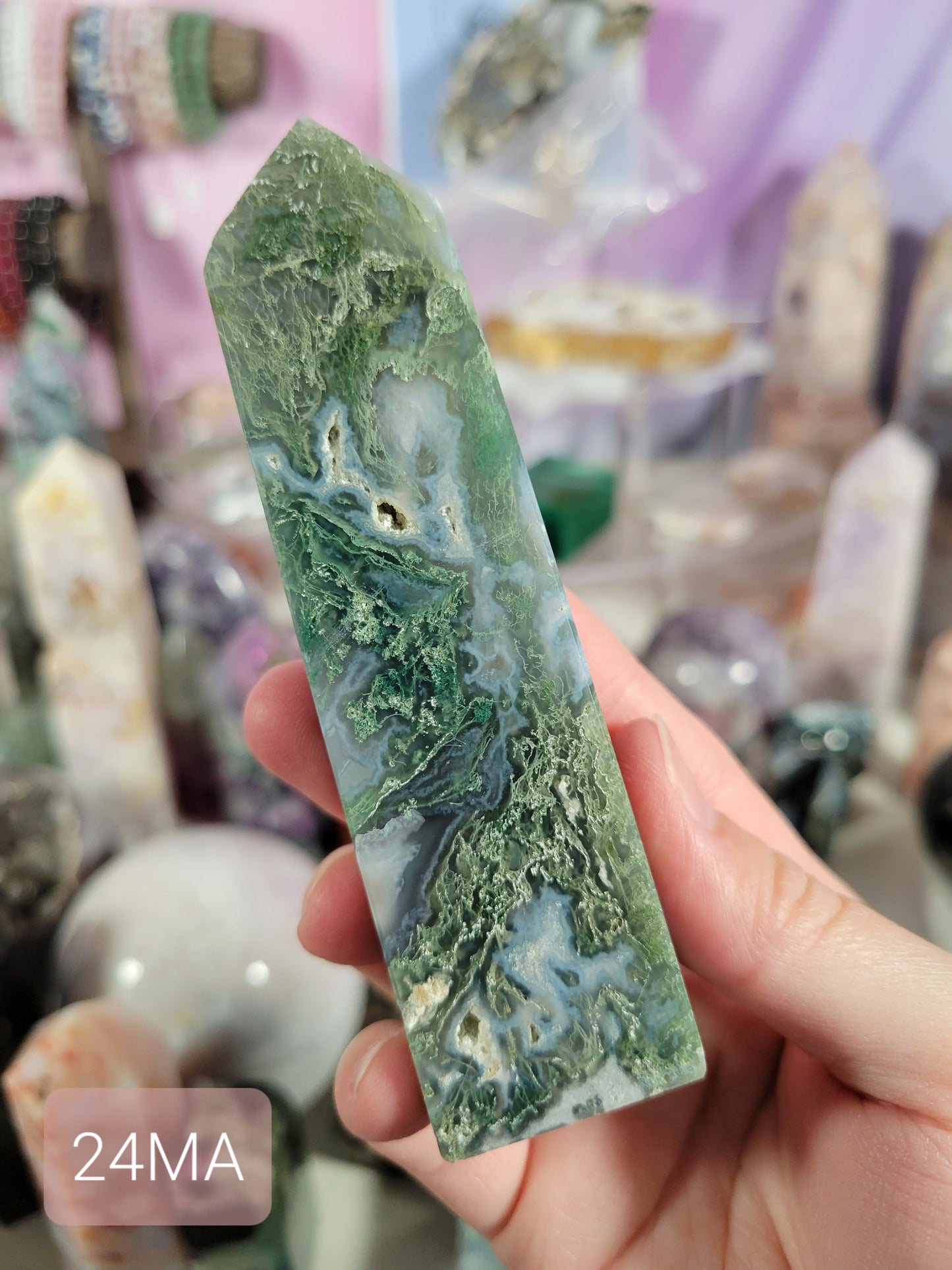 Druzy Moss Agate Point 24MA