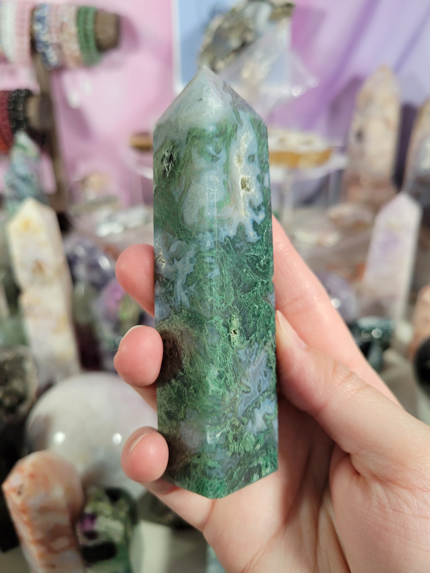 Druzy Moss Agate Point 24MA