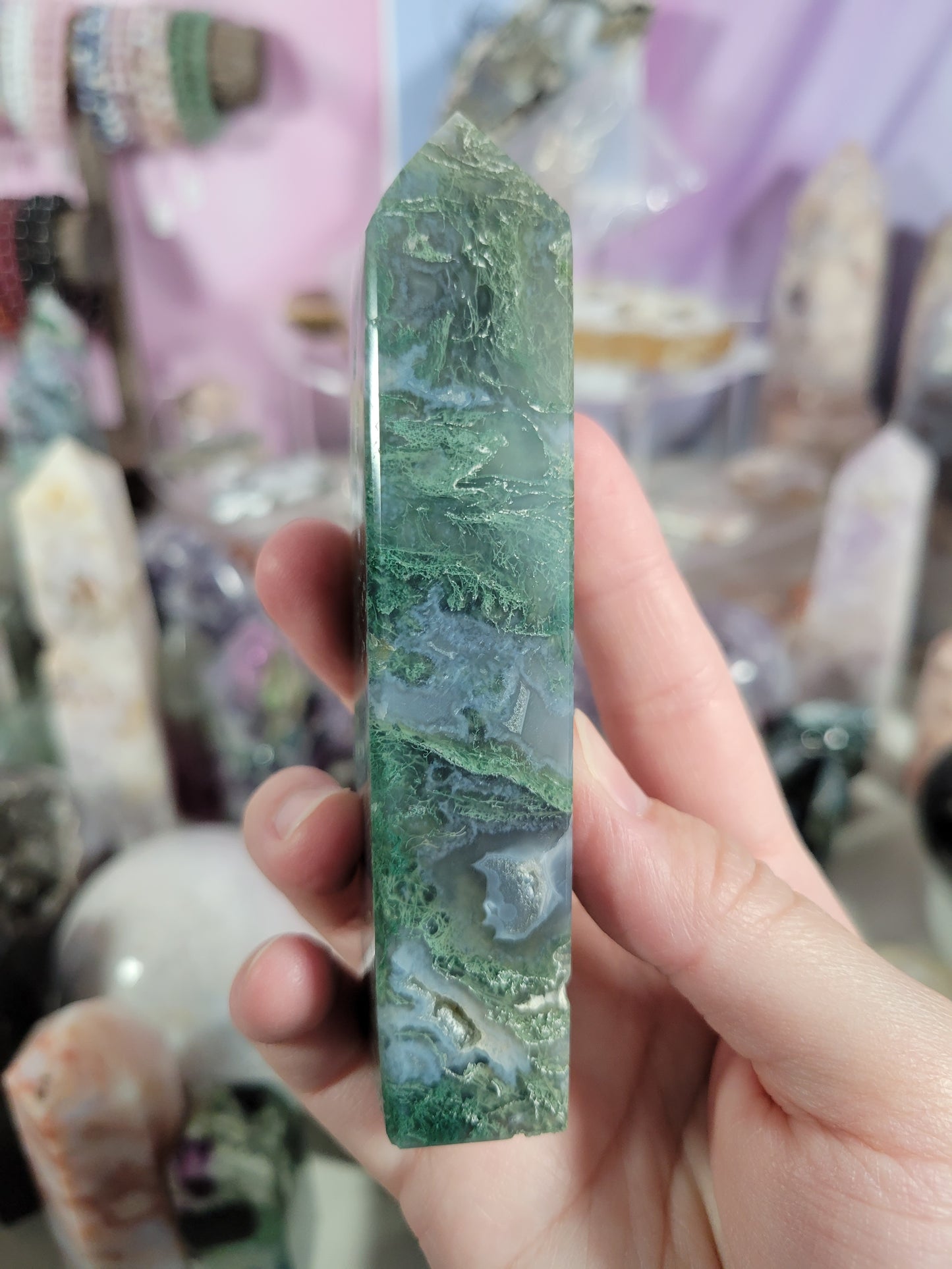 Druzy Moss Agate Point 24MA