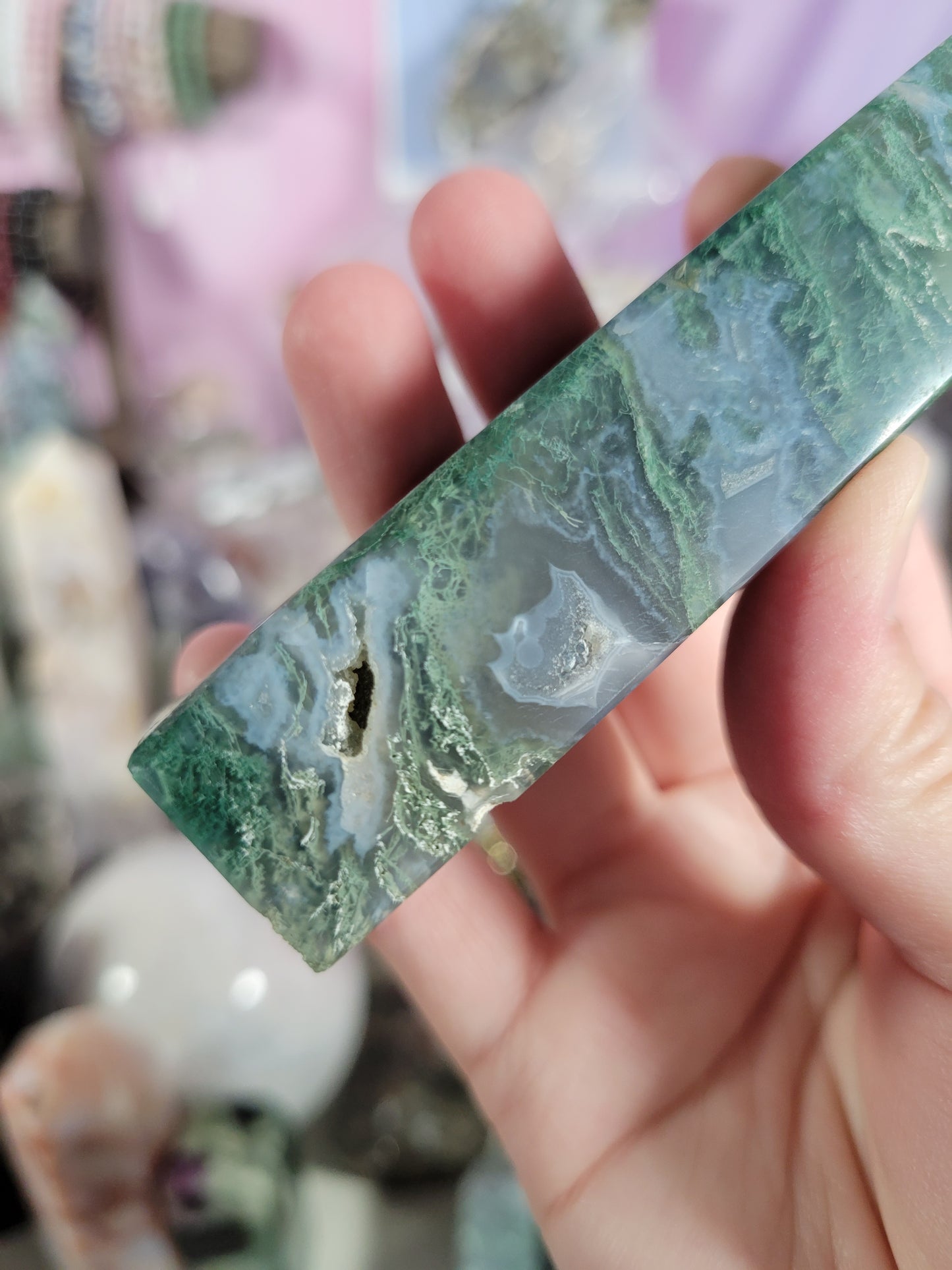 Druzy Moss Agate Point 24MA