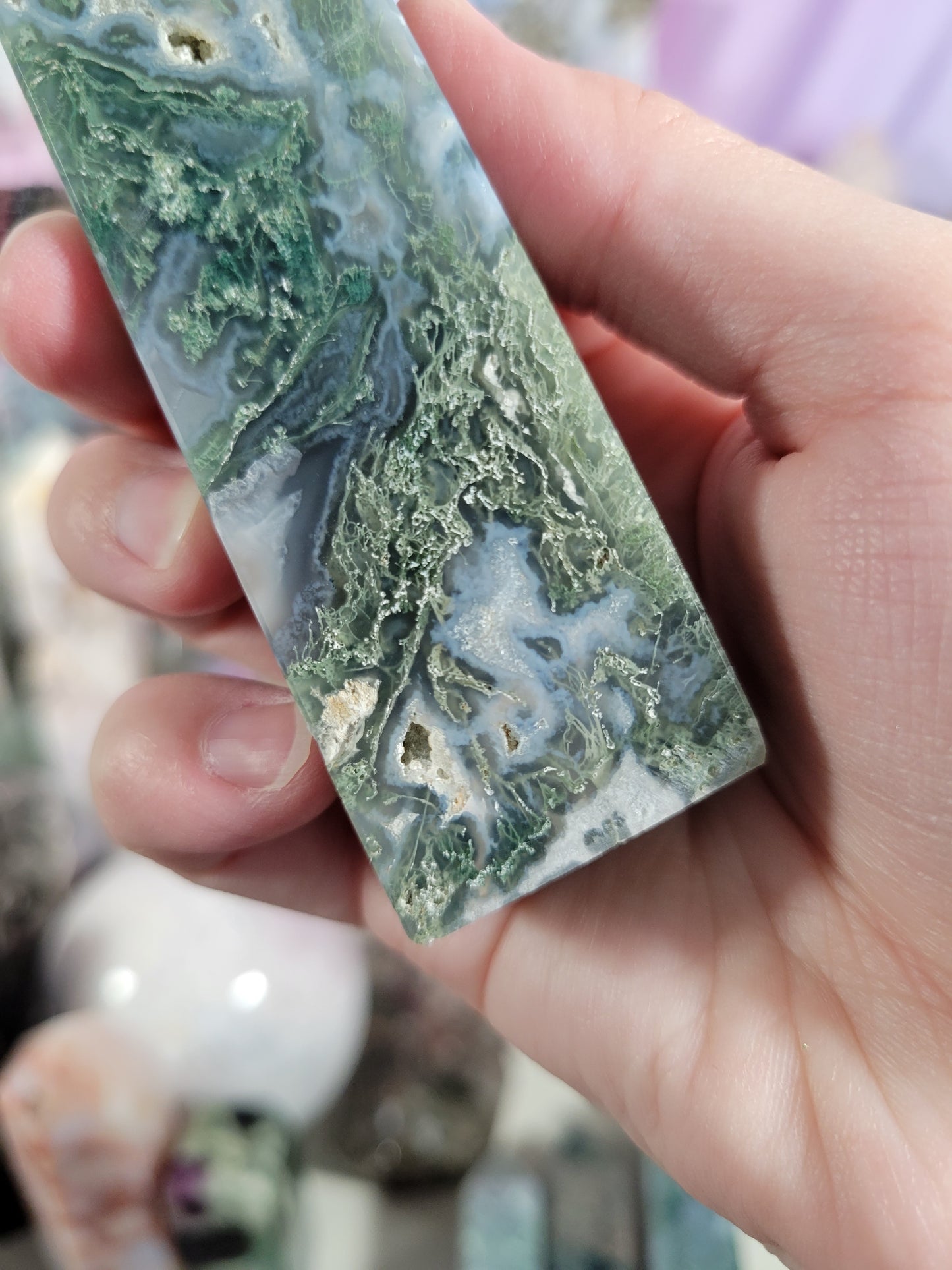 Druzy Moss Agate Point 24MA