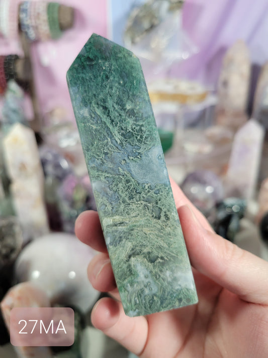 Blue Moss Agate Tower 27MA