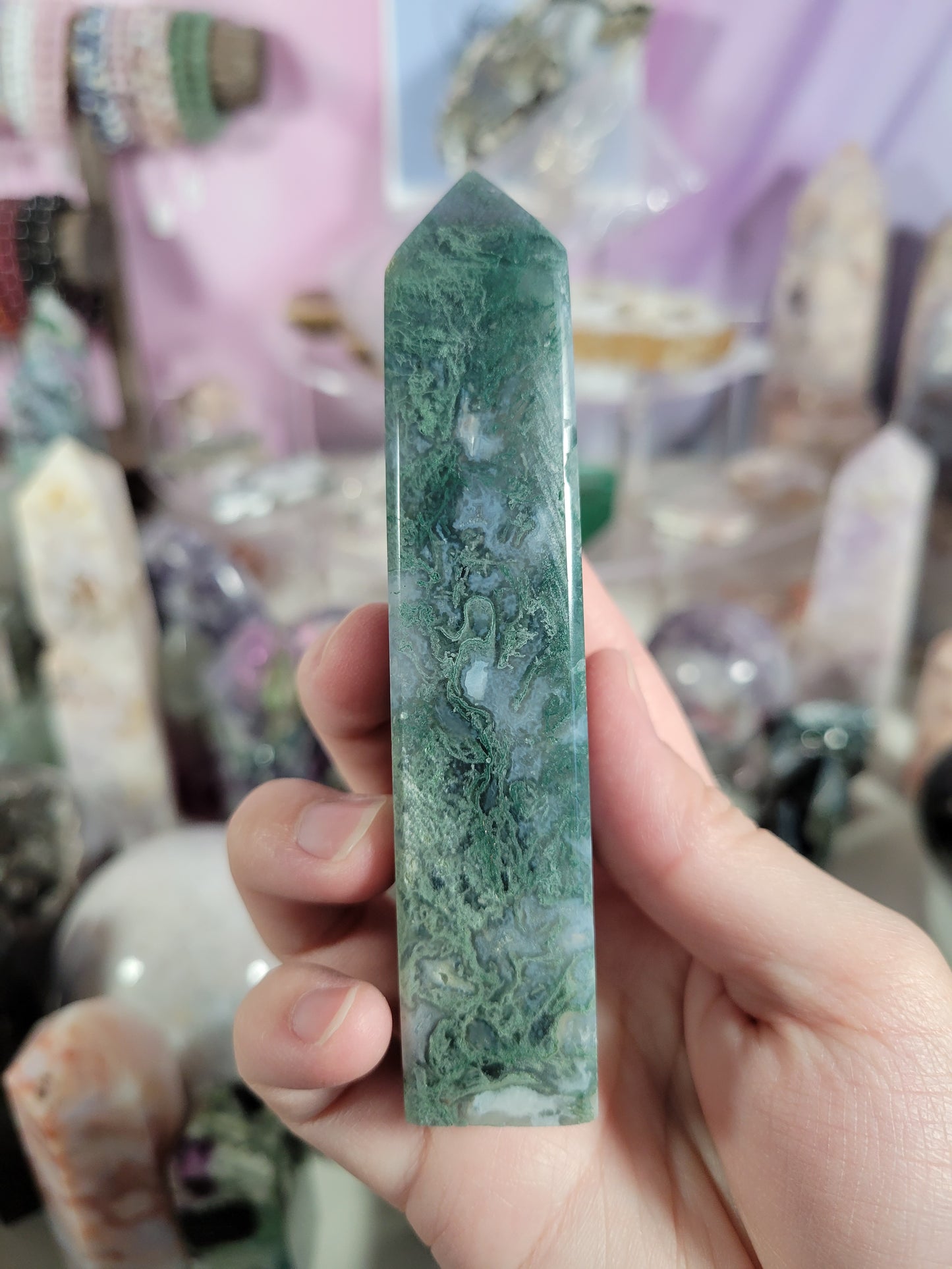 Druzy Moss Agate Point 24MA