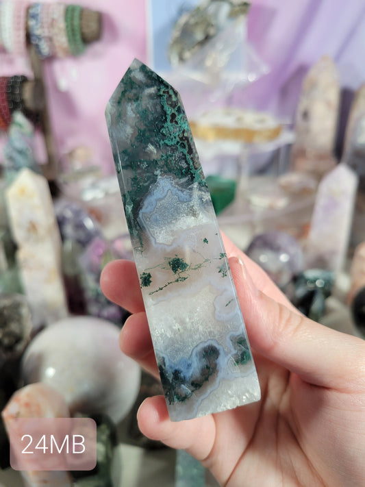 Quartzy Blue Moss Agate Point 24MB