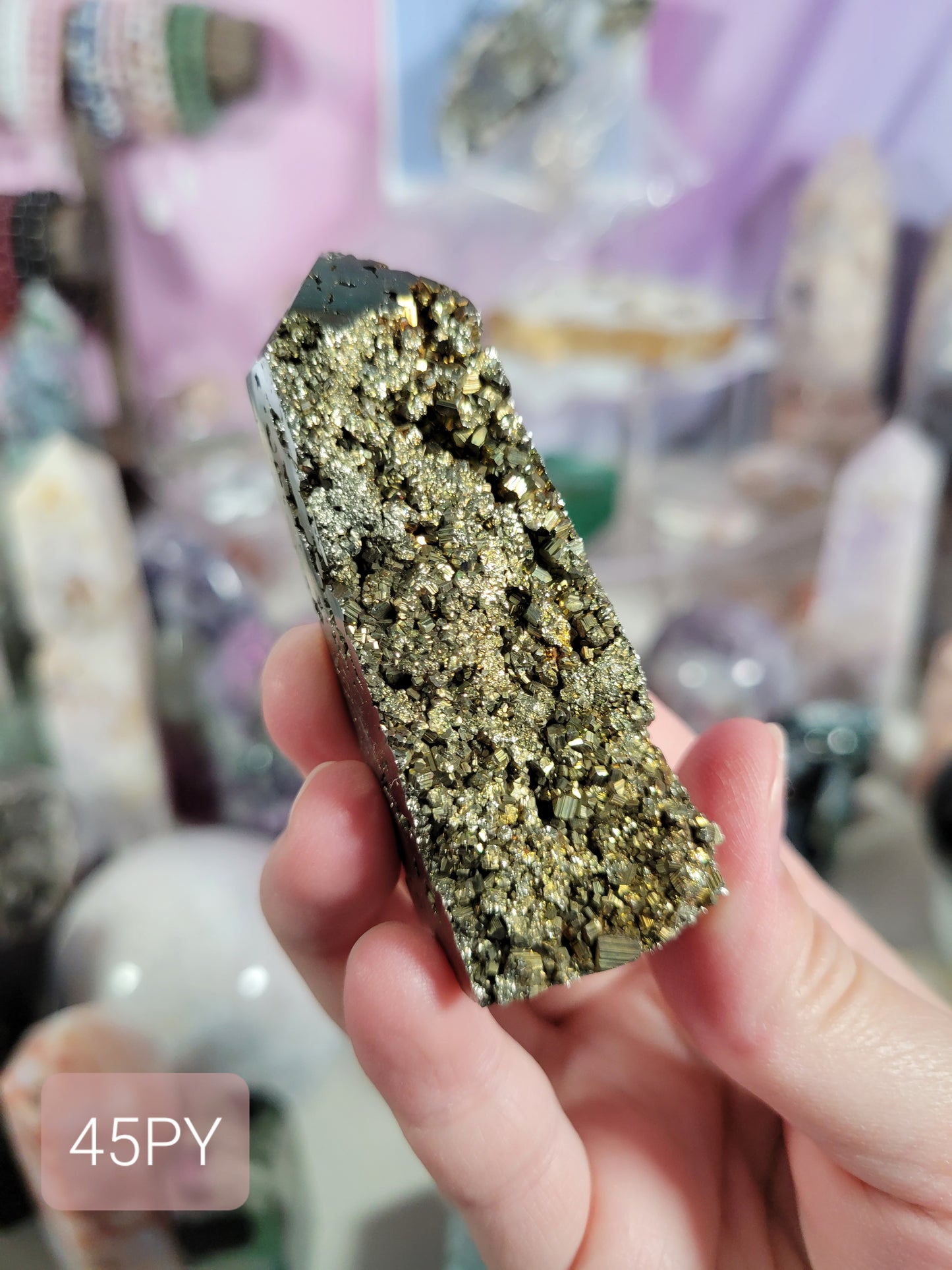 Druzy Pyrite Point 45PY