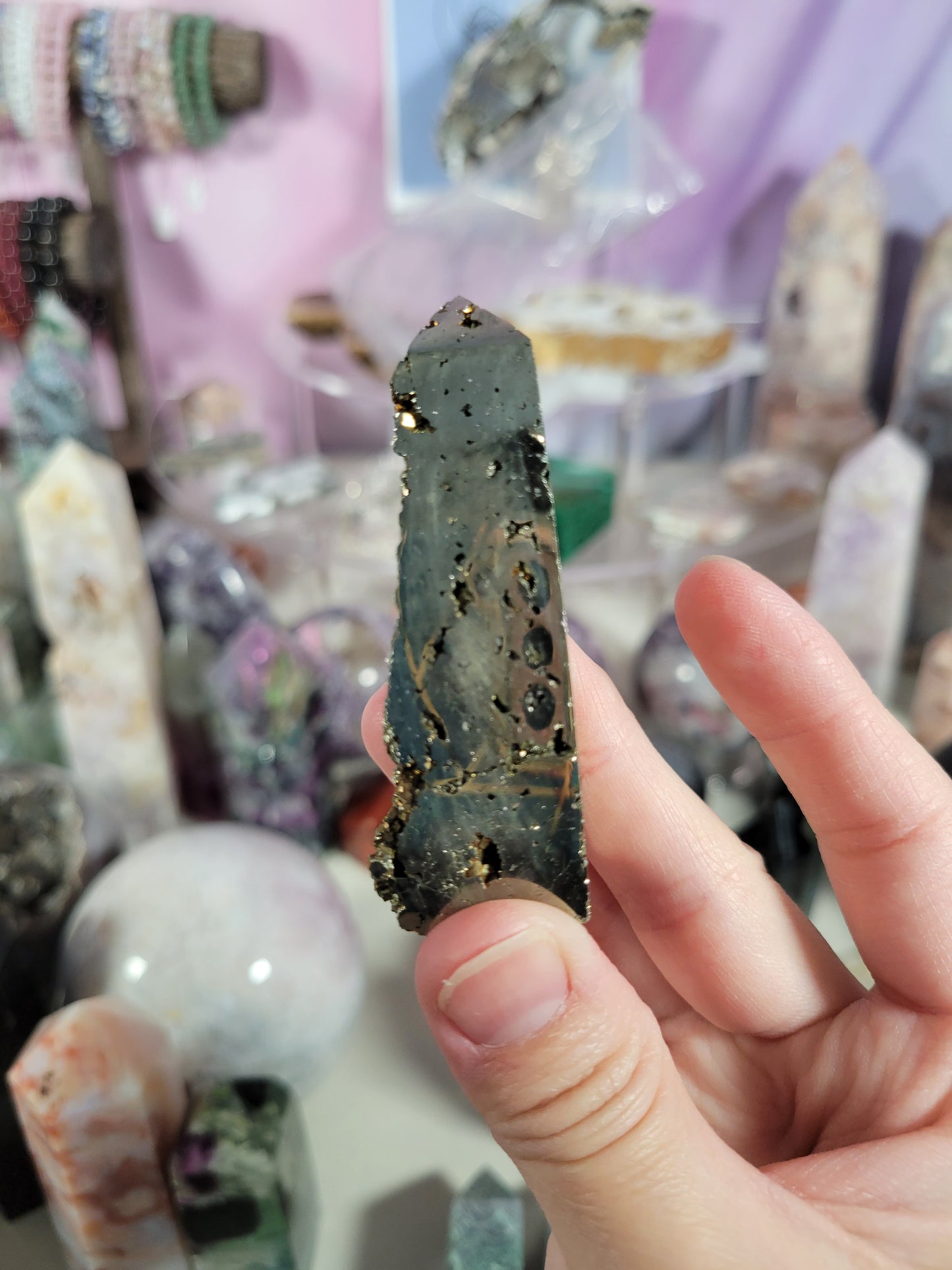 Druzy Pyrite Point 45PY