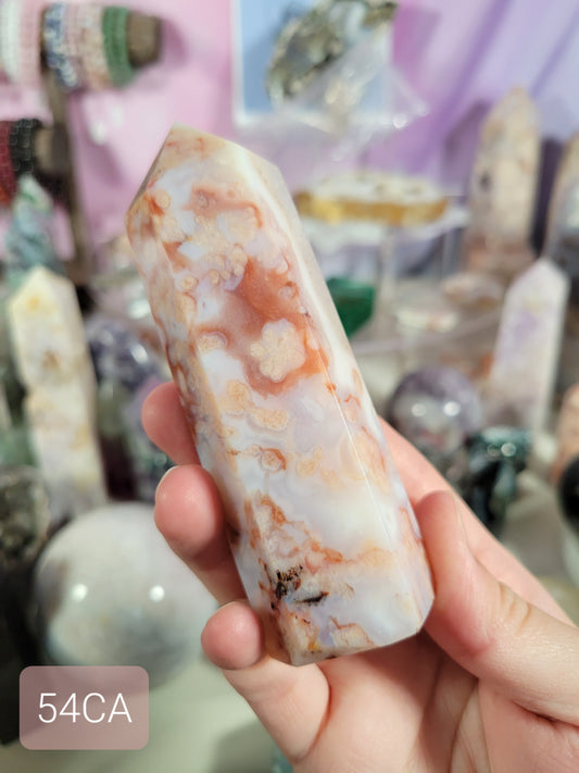 White Carnelian Flower Agate Point 54CA