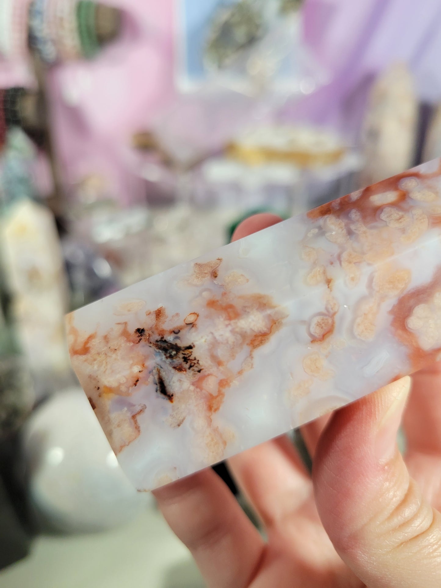 White Carnelian Flower Agate Point 54CA