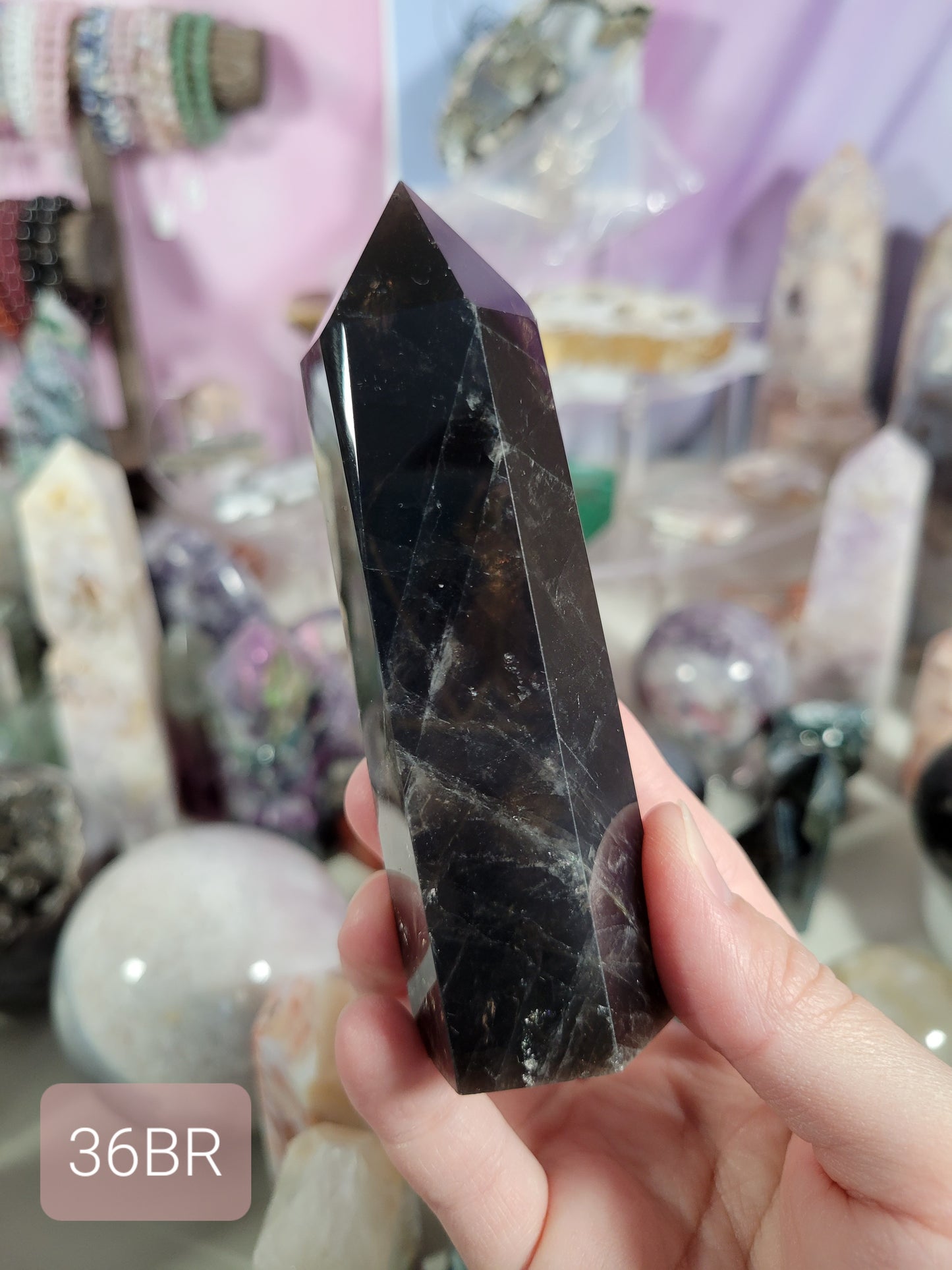 Sparkly Black Rose Quartz Point 36BR