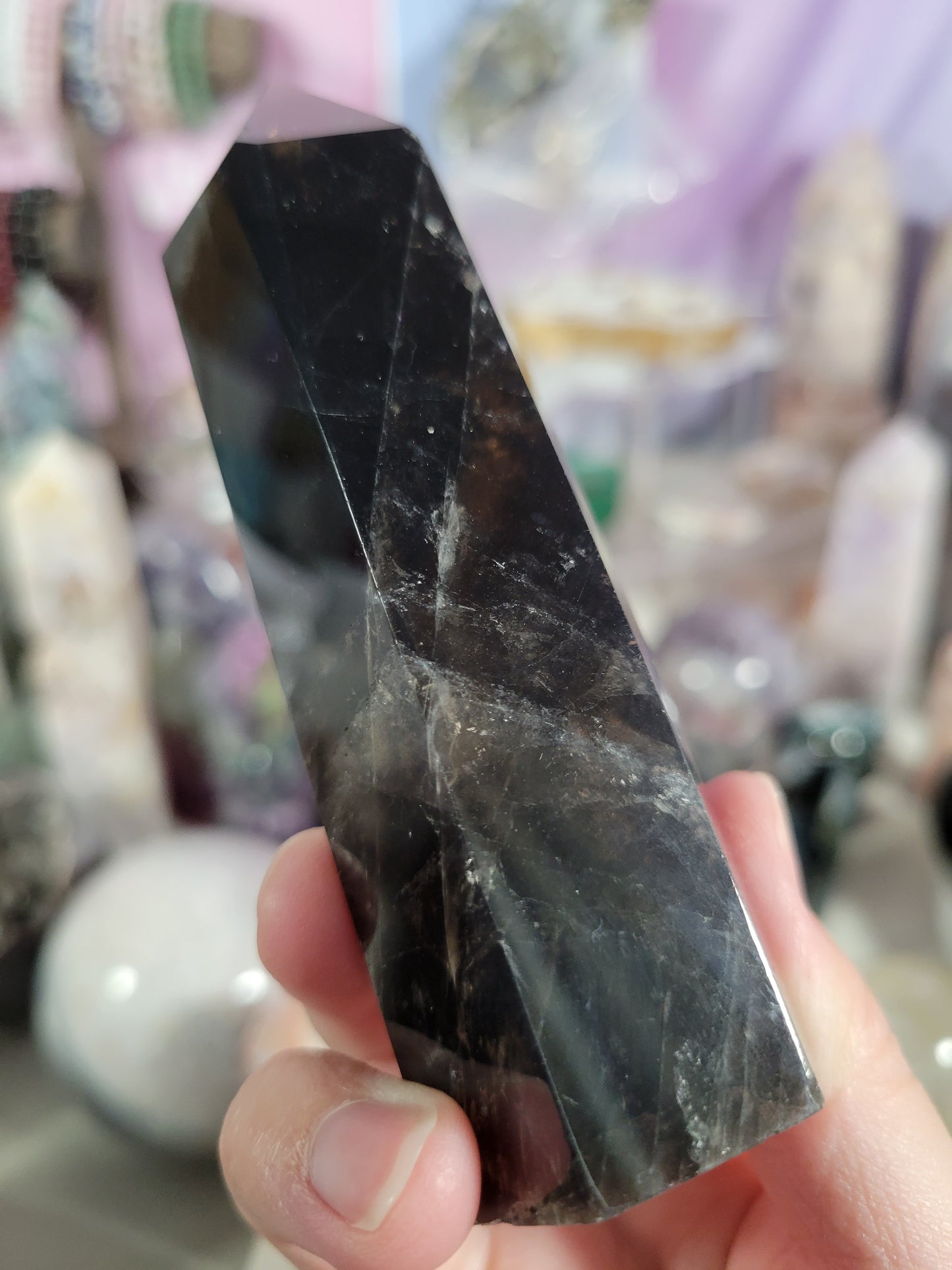 Sparkly Black Rose Quartz Point 36BR