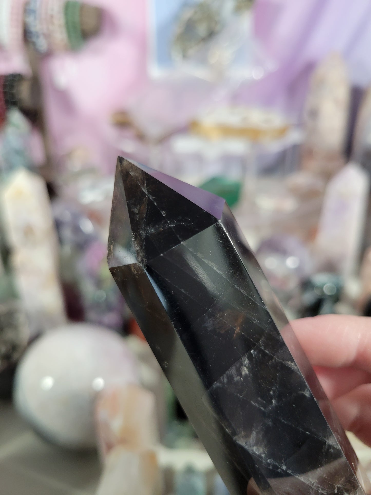 Sparkly Black Rose Quartz Point 36BR