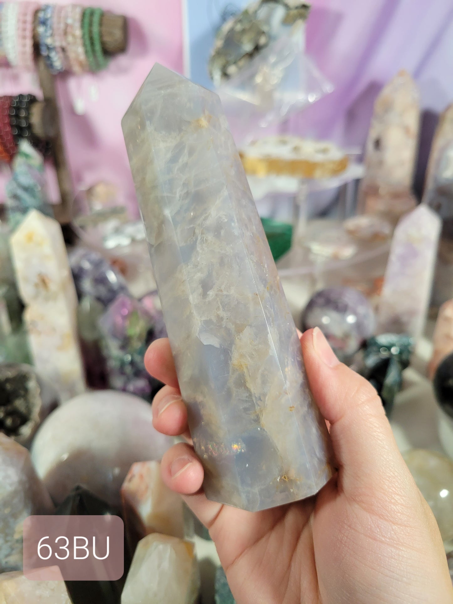 Dreamy Blue Rose Quartz Tower 63BU