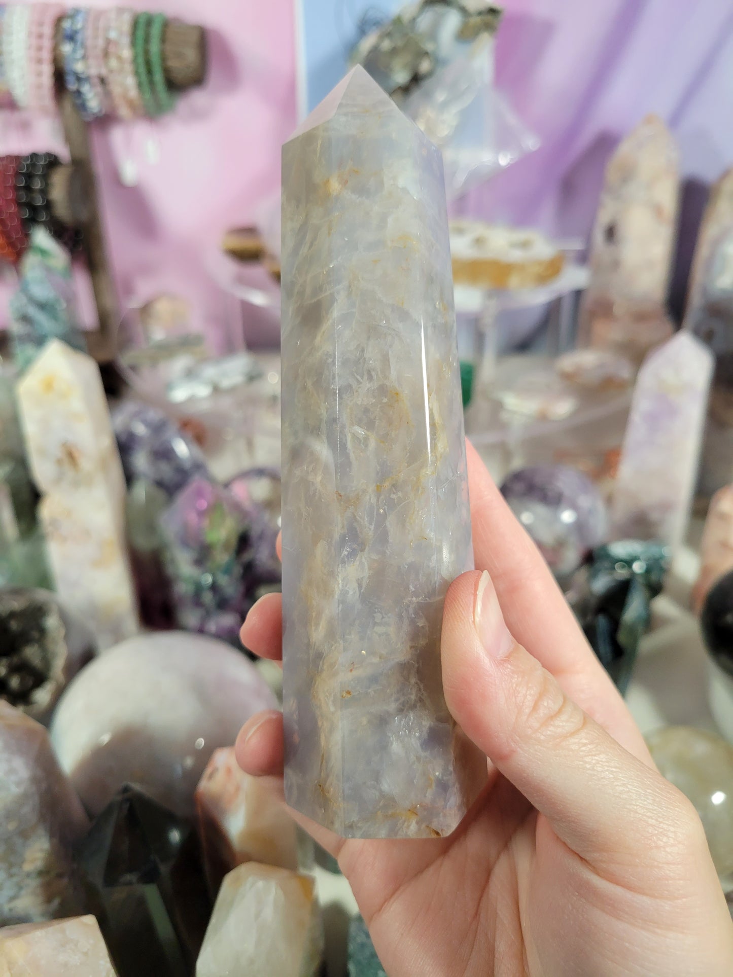 Dreamy Blue Rose Quartz Tower 63BU