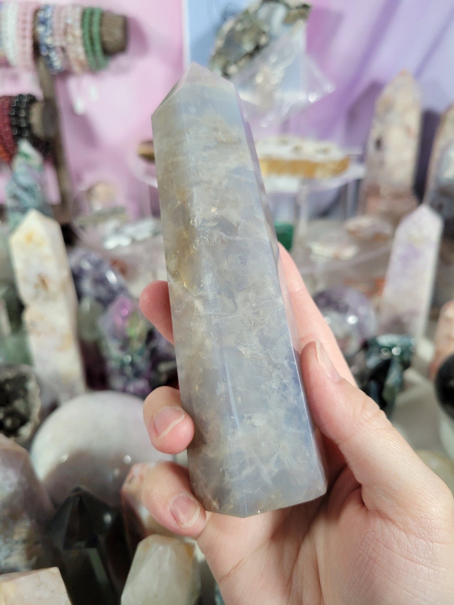 Dreamy Blue Rose Quartz Tower 63BU