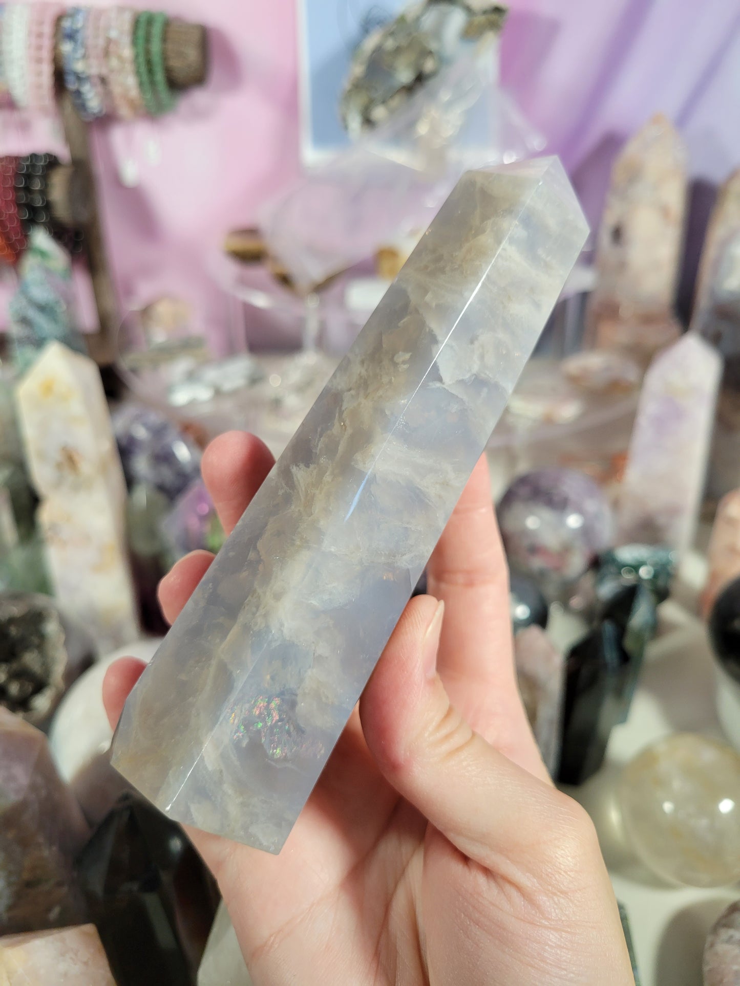 Dreamy Blue Rose Quartz Tower 63BU