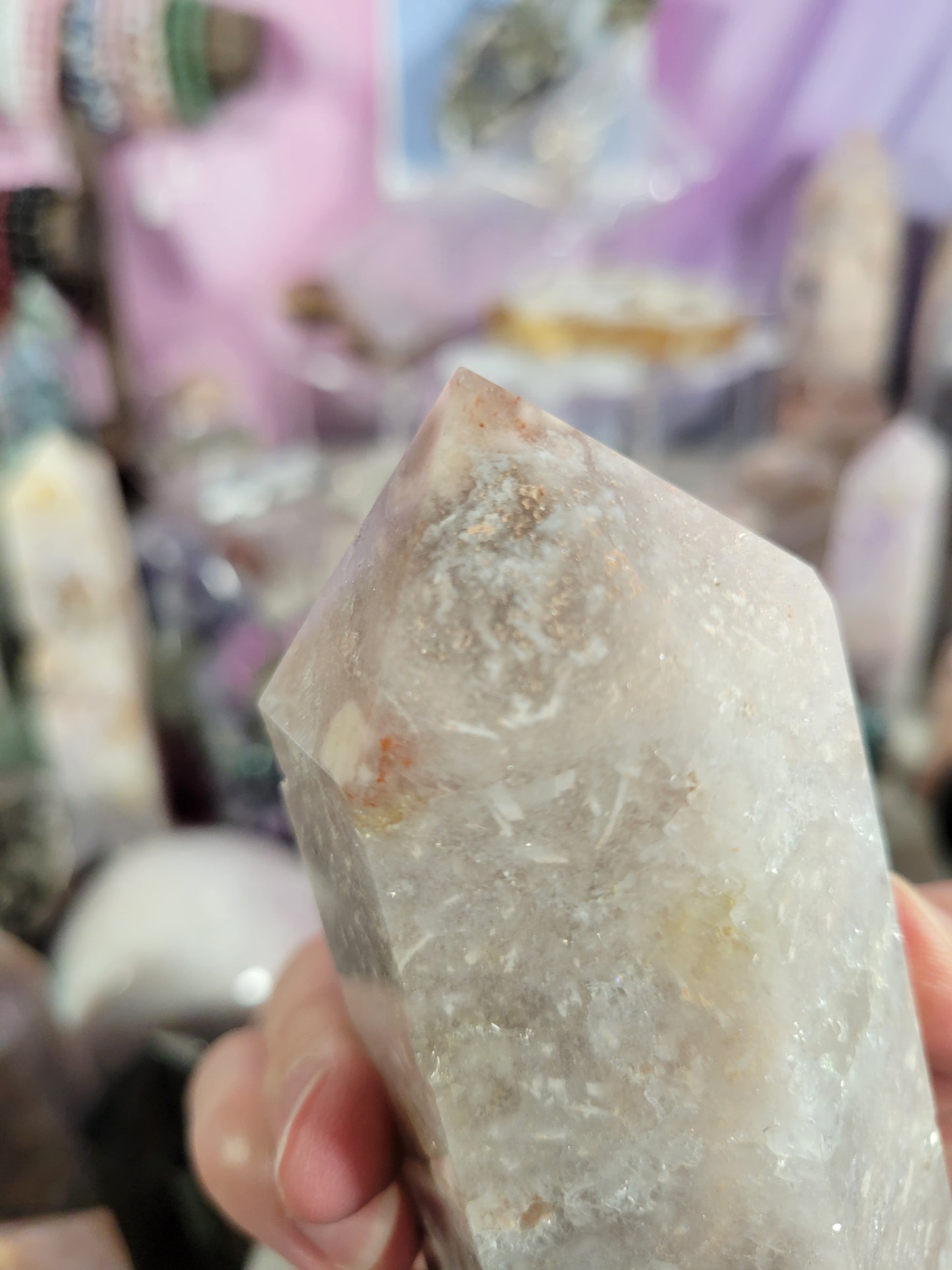 Light Quartzy Chunky Pink Amethyst Flower Agate Point 66FA