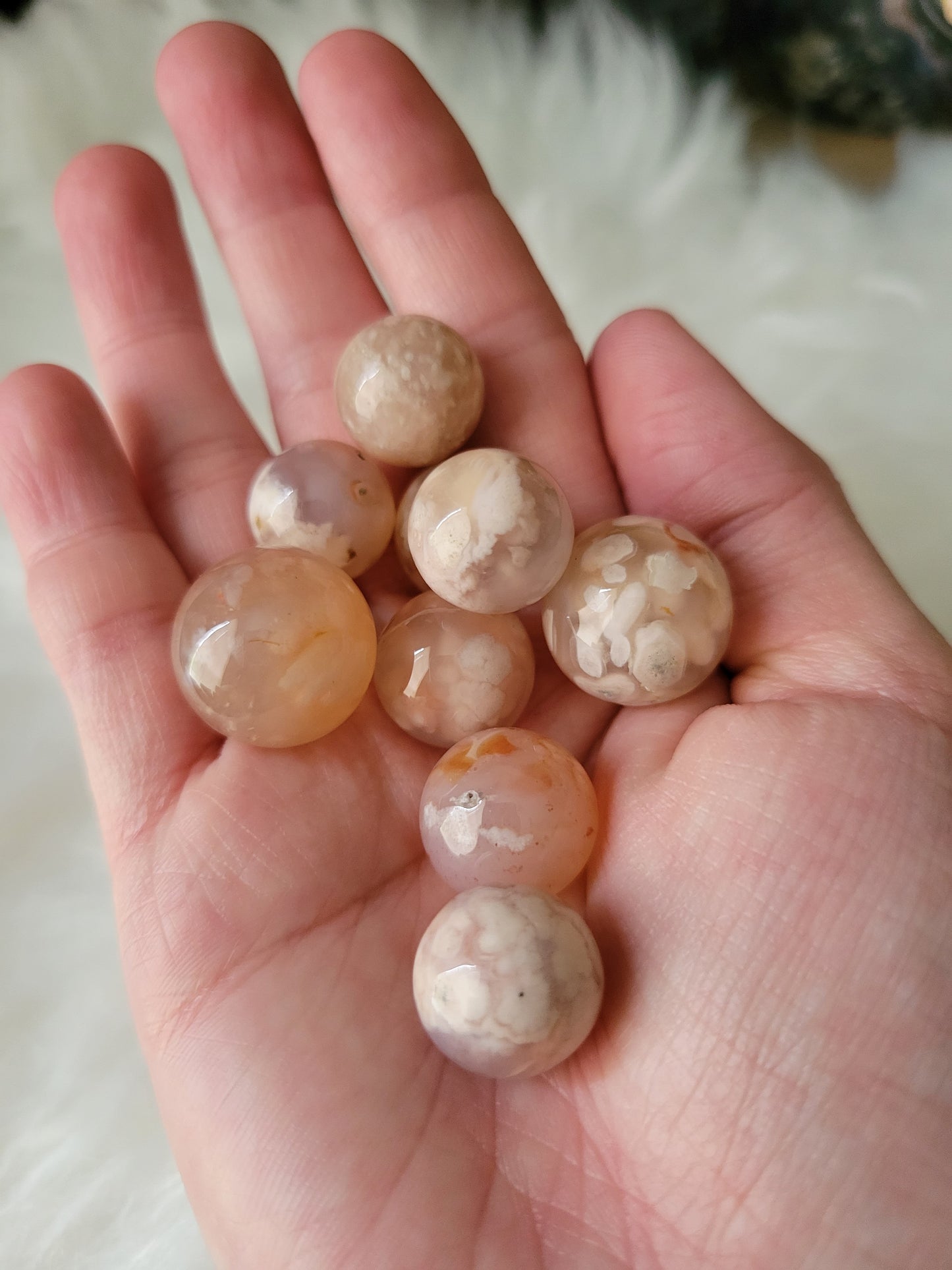 Mini Flower Agate Spheres