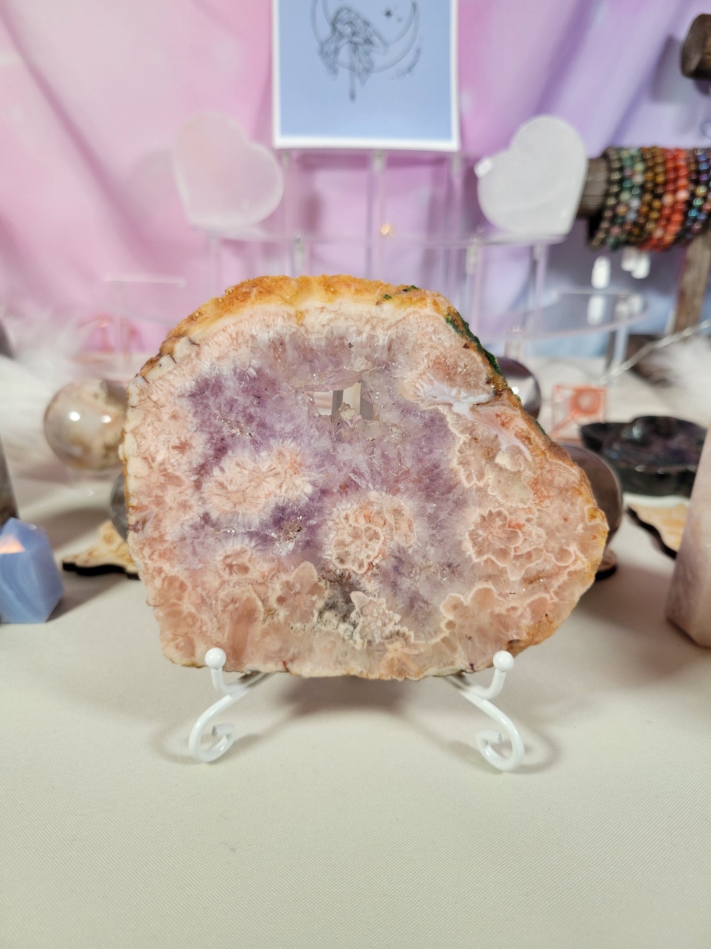 Pink Amethyst Flower Agate Slab 125P