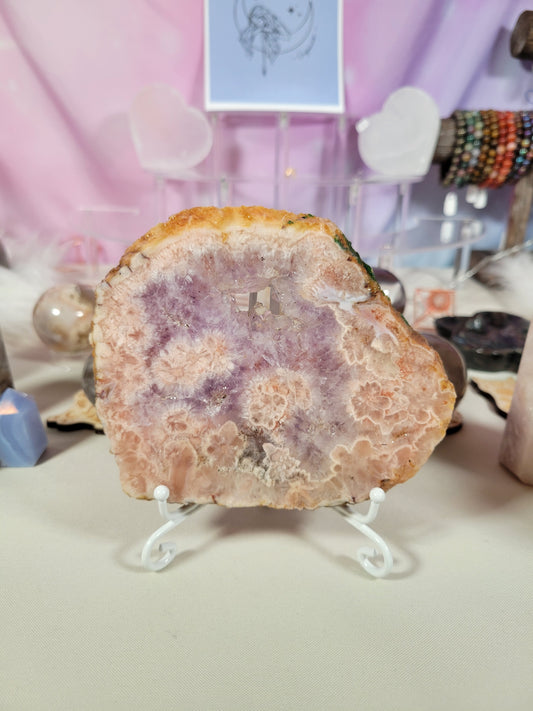 Pink Amethyst Flower Agate Slab 125P